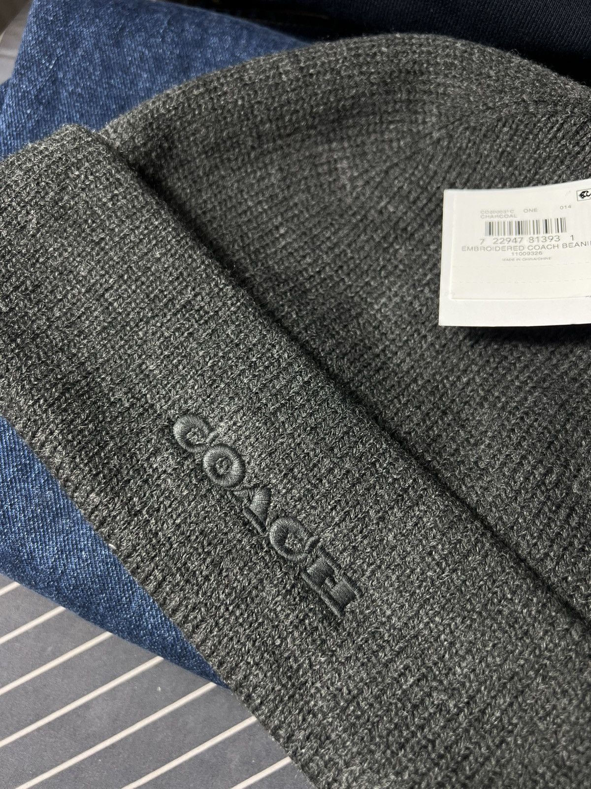 Coach 🧶 Coach Embroidered Wool Beanie Hat Charcoal Gray One Size Size ONE SIZE - 5 Thumbnail