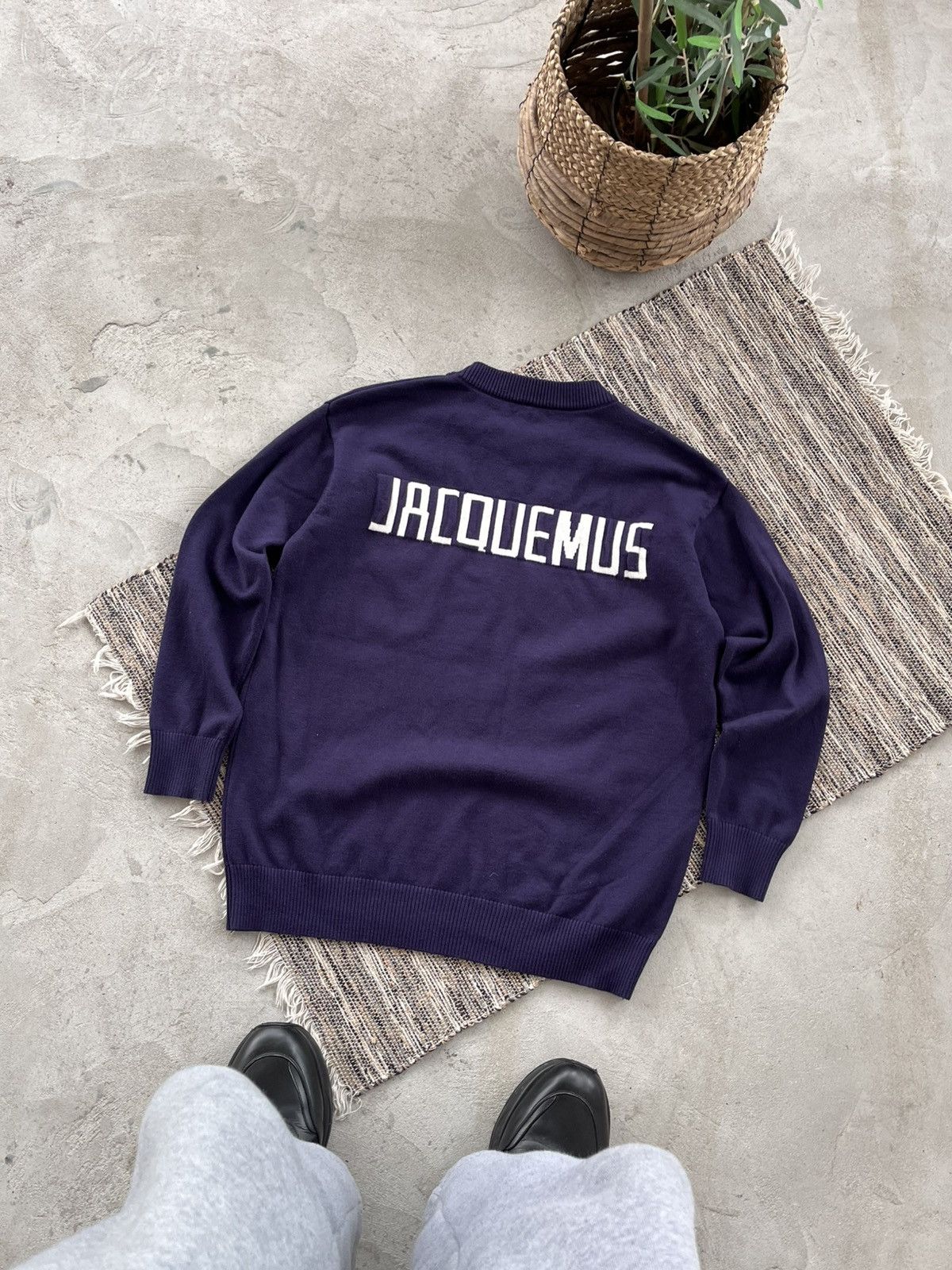 Vintage Rare Jacquemus Blue Knit Sweater Large Back Logo Y2K