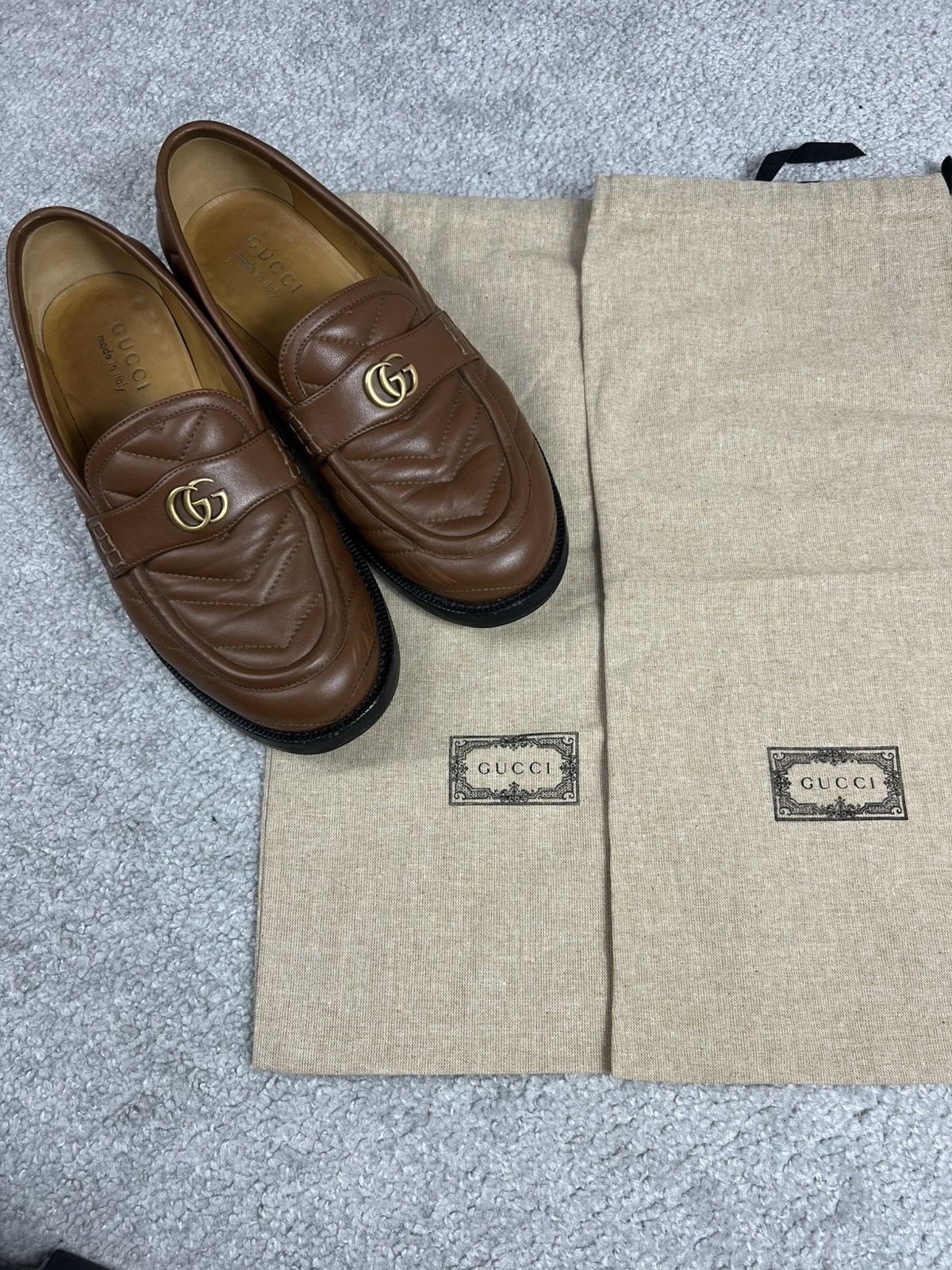 Gucci Gucci Brown Quilted Leather Marmont Loafers Size US 7 / EU 40 - 9 Thumbnail