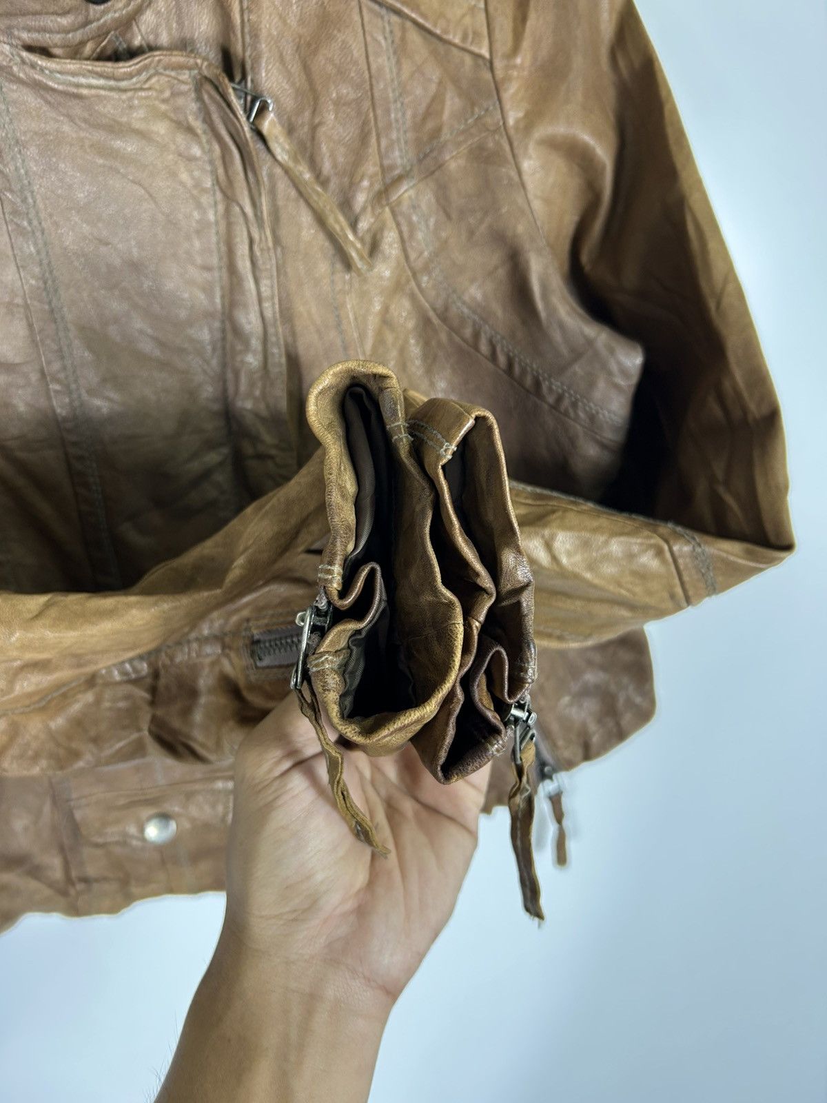 Japanese Brand ⚡️Vintage Sheepskin Leather Zipper Biker Jacket Size M / US 6-8 / IT 42-44 - 7 Thumbnail
