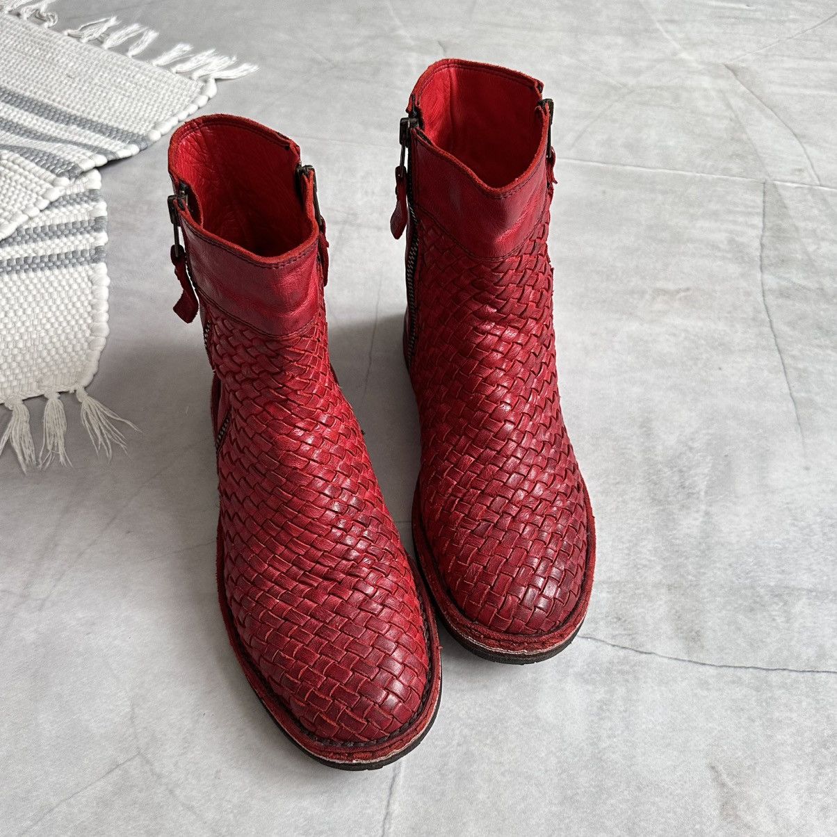 The Last Conspiracy 00s Bubetti Woven Leather Boots Bikkembergs A1923 Style Size US 8.5 / IT 38.5 - 4 Thumbnail