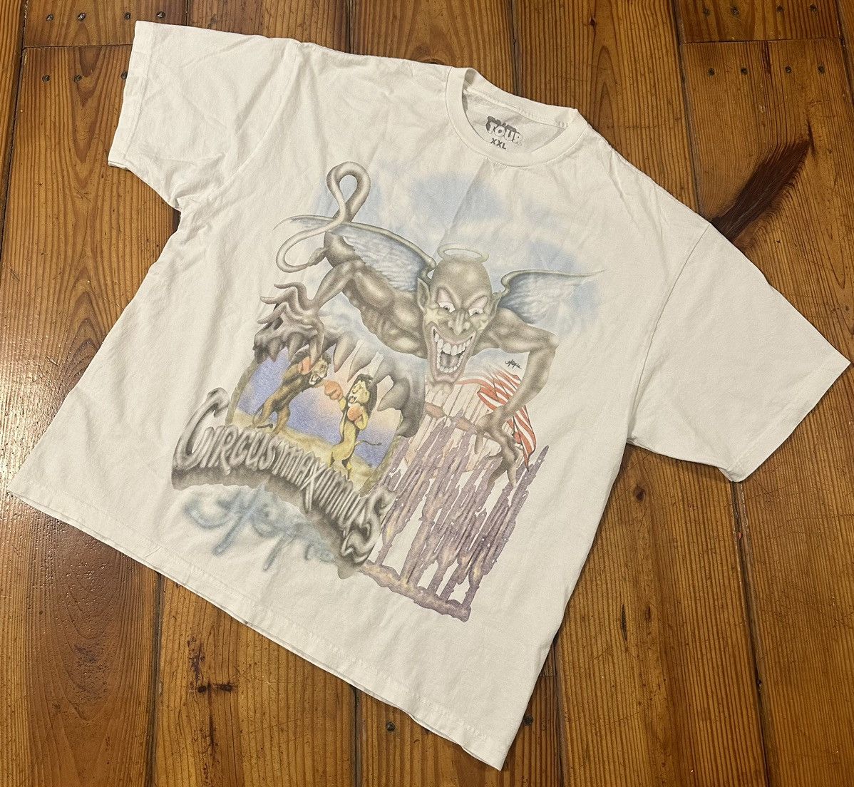 image of Band Tees x Tour Tee Utopia Tour Circus Maximus Tee in White, Men's (Size 2XL)