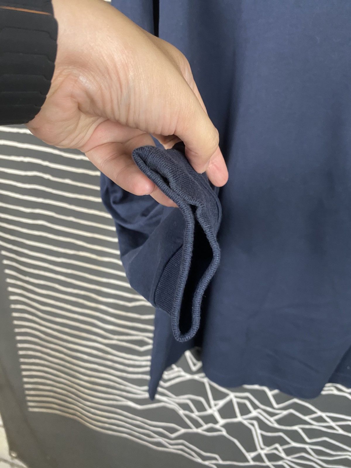 Japanese Brand CLOSSHI Navy Mock Neck "Cotton from USA+" Long Sleeve Tee Size US L / EU 52-54 / 3 - 4 Thumbnail