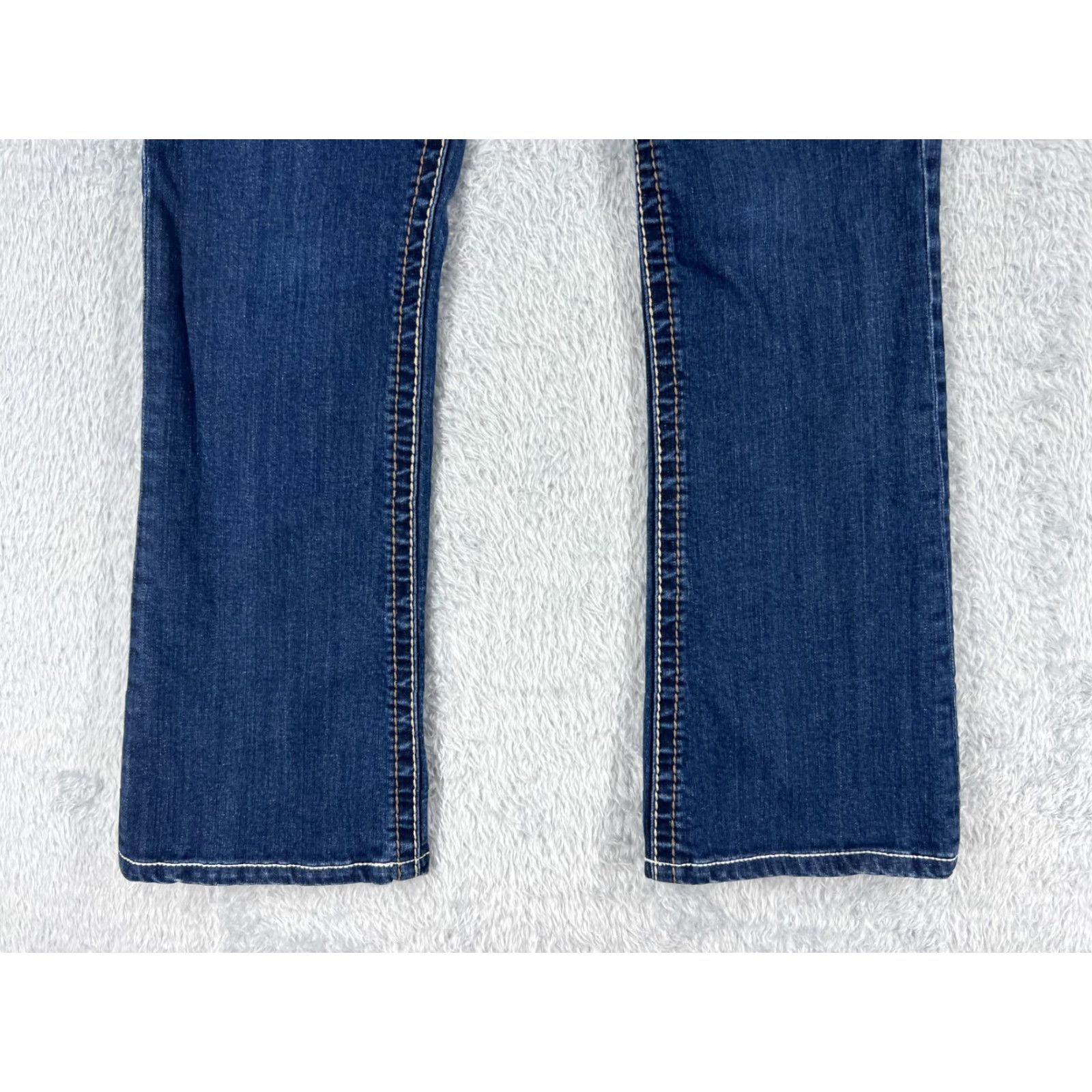 Vintage KUT from the Kloth Jeans Women 8 Blue Denim Flared Low Rise 30x29 Cotton Stretch Distressed Embroidered Logo Size 30" / US 8 / IT 44 - 2 Thumbnail