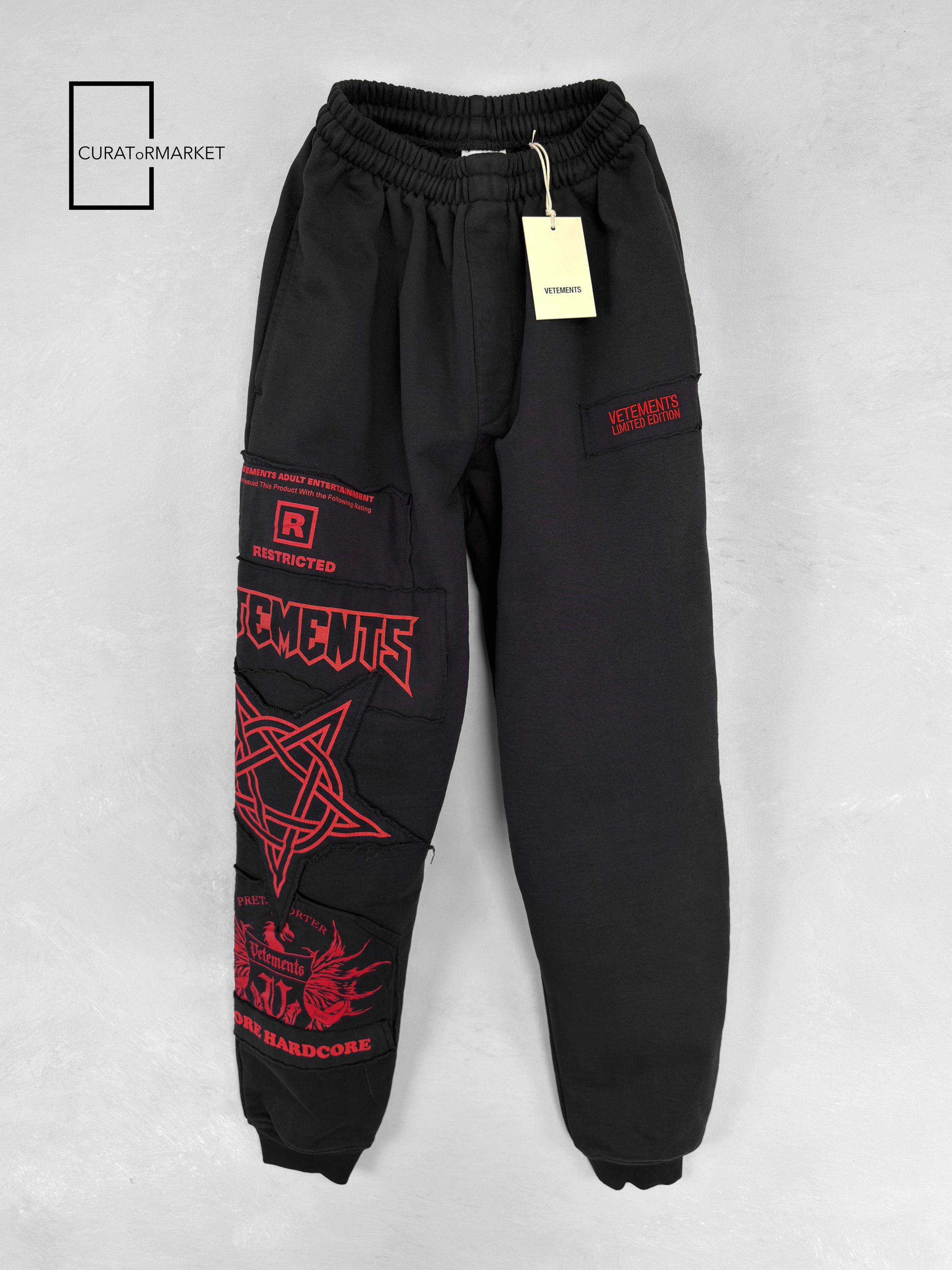 Vetements AW18 Vetements Big Logo Sweatpants Black | Grailed