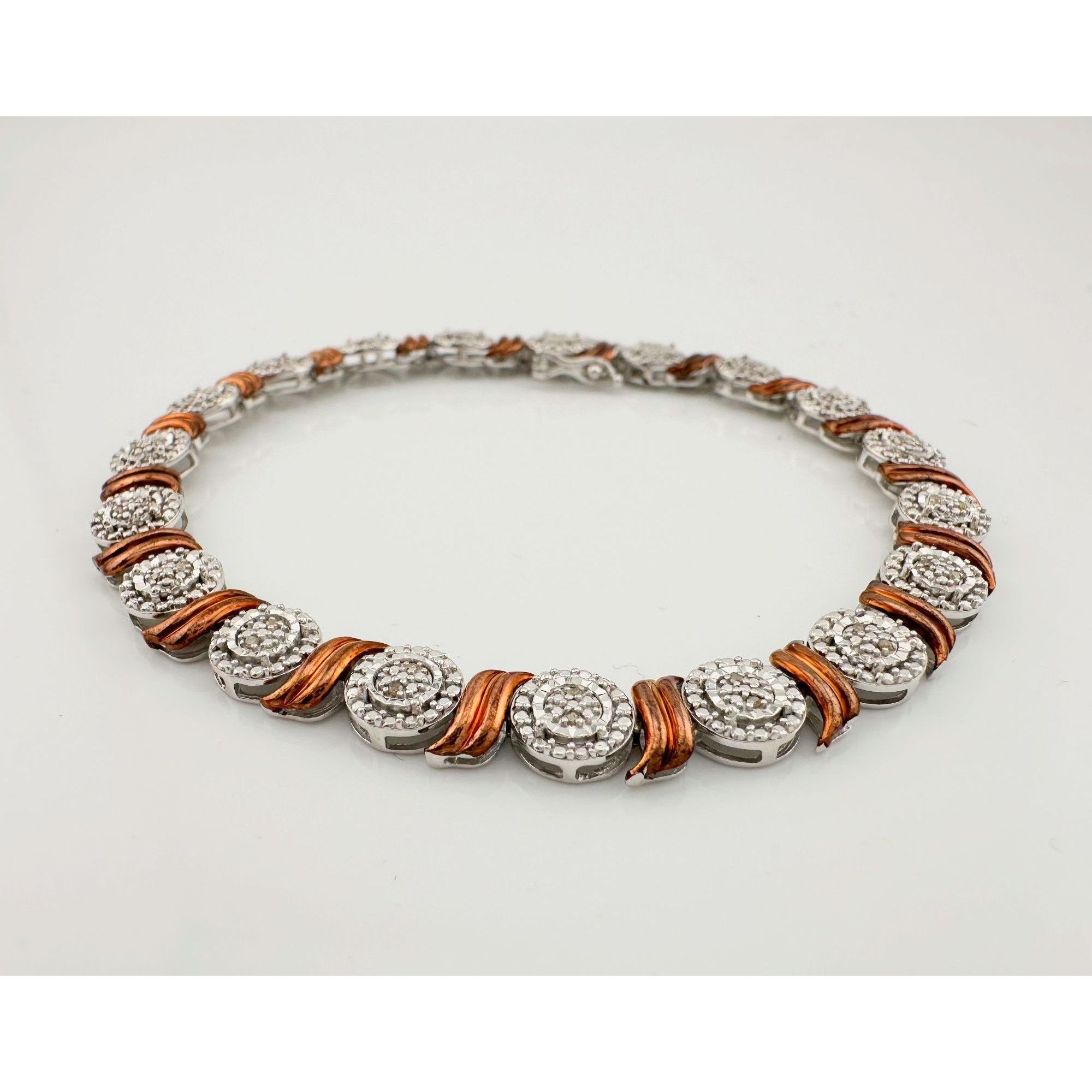 Other Beautiful Rose Gold Overlaying Sterling Diamond Bracelet Size ONE SIZE - 7 Thumbnail