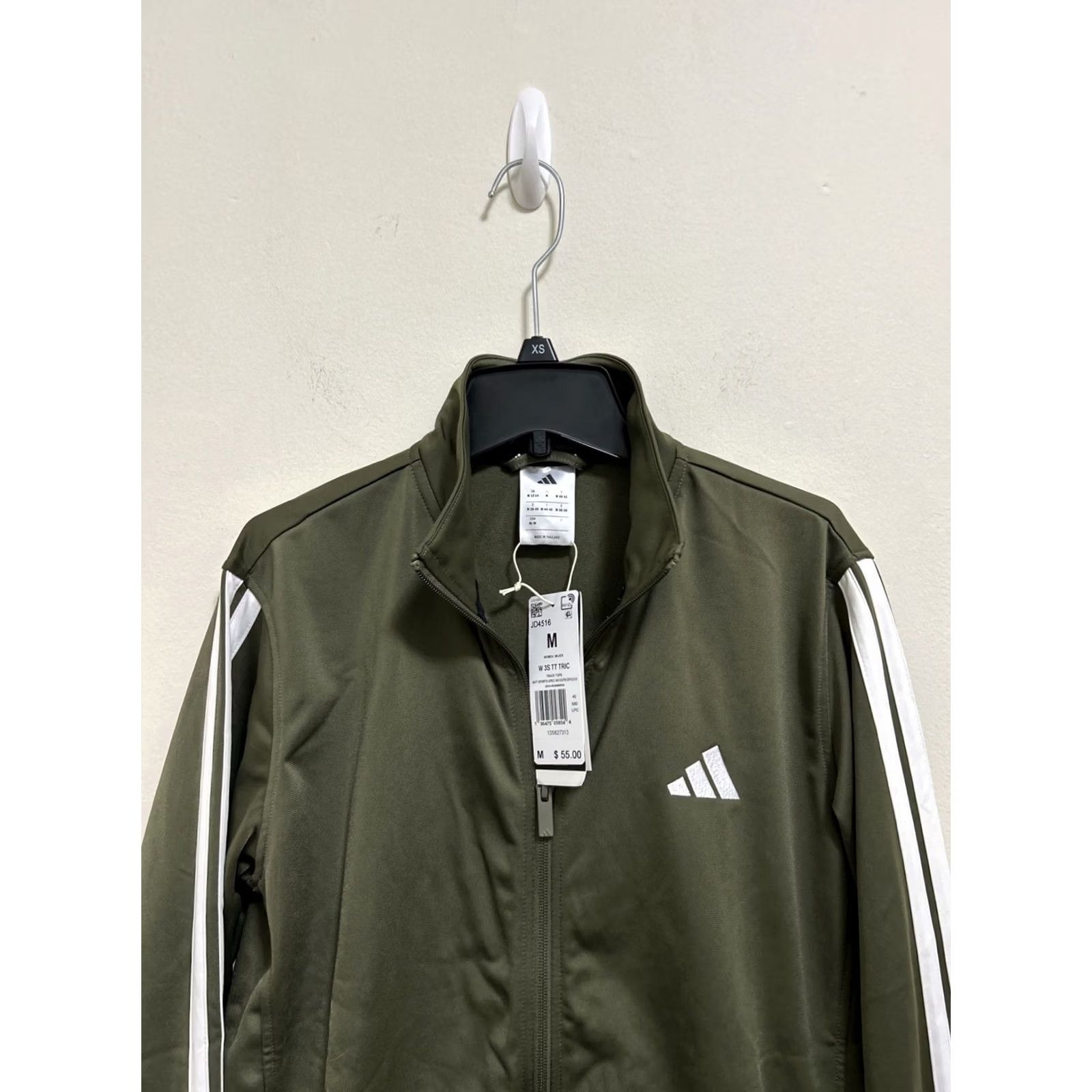 Adidas Adidas Tricot Track Jacket Womens M Olive Green White Full Zip Pockets Casual Travel Slim Fit 80s 90s Retro Sportwear Size M / US 6-8 / IT 42-44 - 2 Thumbnail