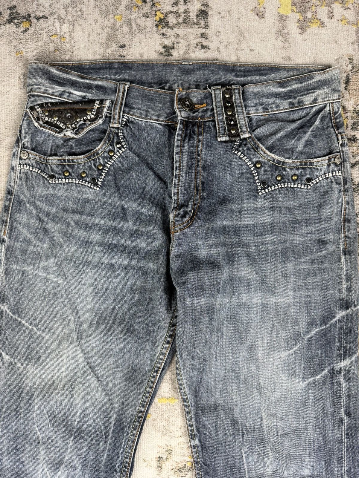 semanticdesign Rare 90s Oririn Studded Flared Mudwash Jeans Size US 31 - 3 Thumbnail