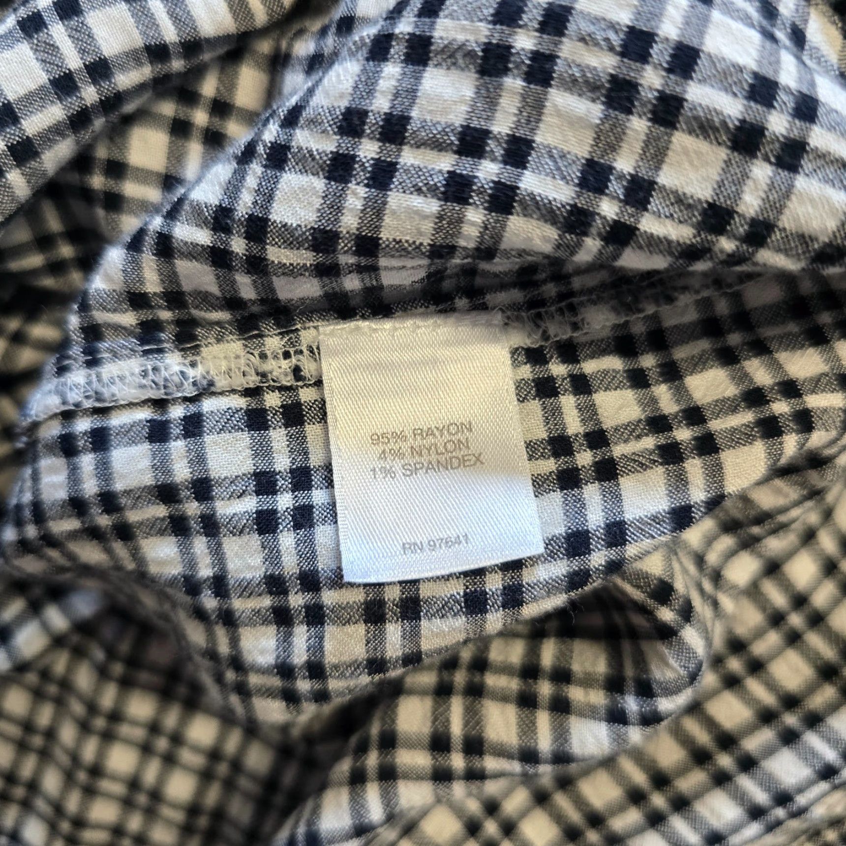 J. Jill J Jill Top Women Large White Black Plaid Henley Long Sleeve Shirt Casual Career Size L / US 10 / IT 46 - 7 Thumbnail