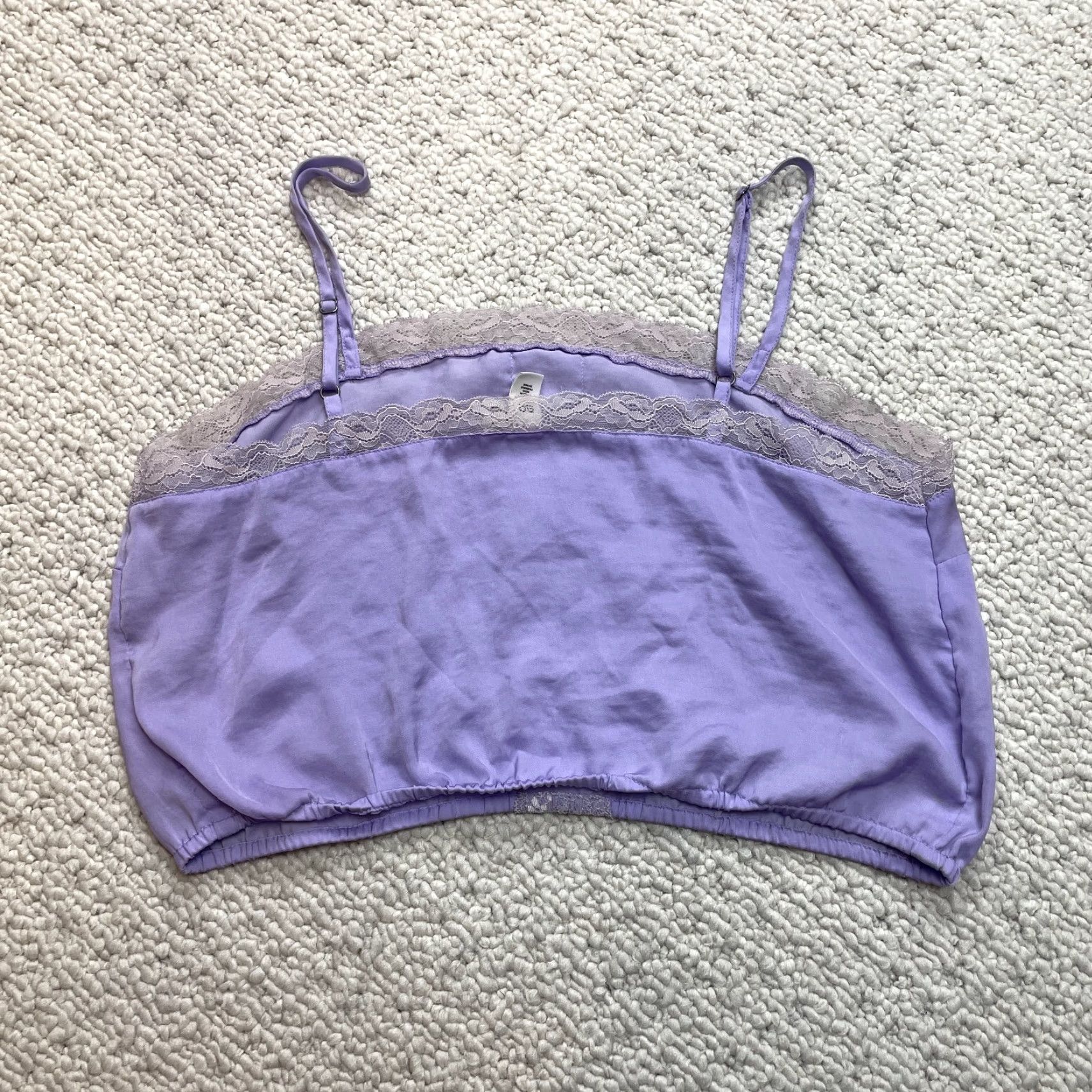 Vintage BP Crop Tank Top Womens M Purple Lace Trim Sleeveless Stretch Cami Ladies Tank Cropped Fashion Womens Size M / US 6-8 / IT 42-44 - 6 Thumbnail