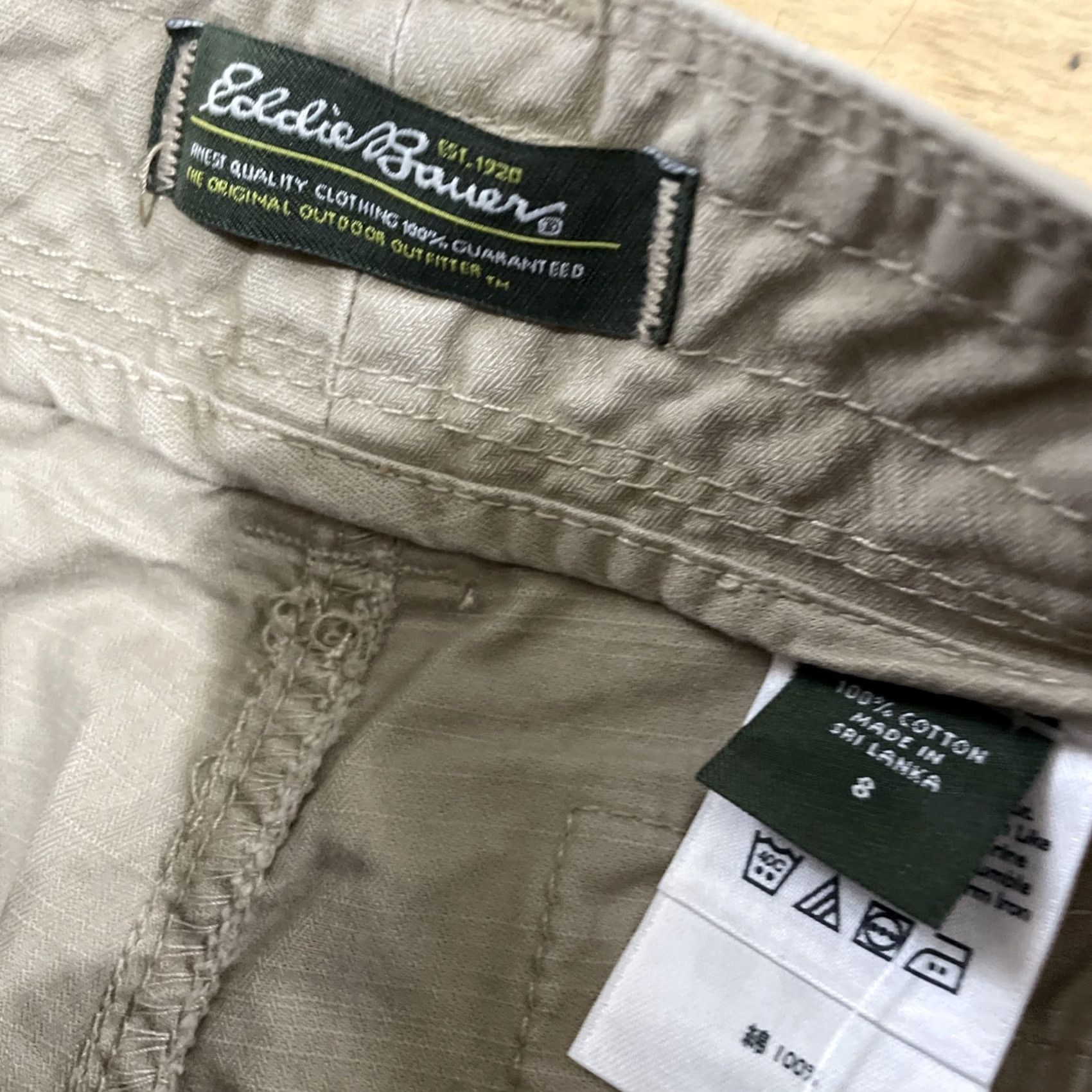 Eddie Bauer VINTAGE Eddie Bauer Cargo Pants Women 8 Straight Khaki Sub Herringbone Flax 3349 NEW Size 30" / US 8 / IT 44 - 5 Thumbnail