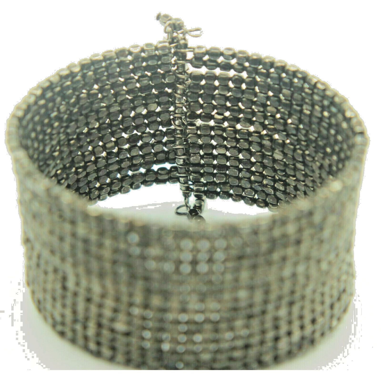 Other Vintage Fifteen Row Grey Metal Cuff Bracelet Expandable Size ONE SIZE - 1 Thumbnail