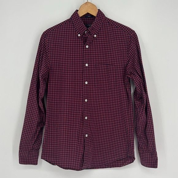 J.Crew J. Crew Factory Slim Flex Washed Red Gingham Long Sleeve S Size US S / EU 44-46 / 1 - 2 Thumbnail