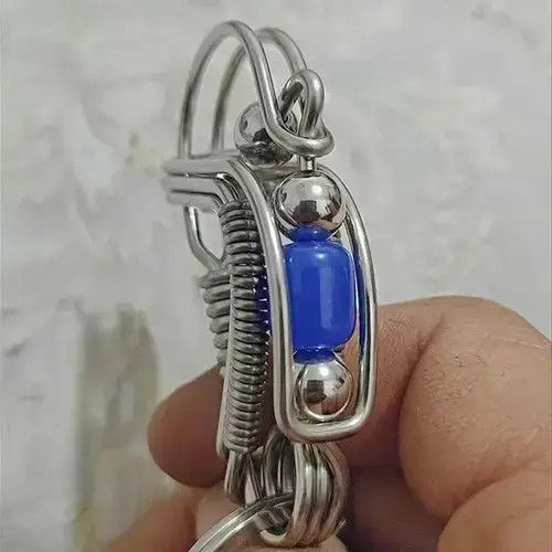 Other Blue Matte Bead Handicraft Mechanical KeyRing Size ONE SIZE - 4 Thumbnail