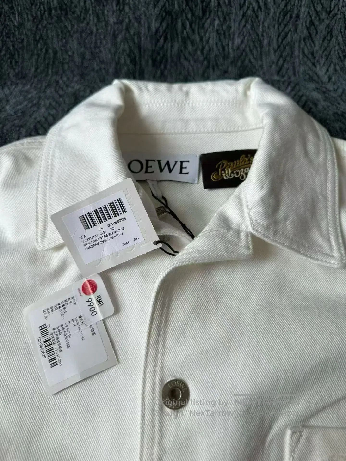 Loewe Loewe New Arrival White Large Logo Pocket Denim Jacket| Size 4XL / US 24-26 - 3 Thumbnail