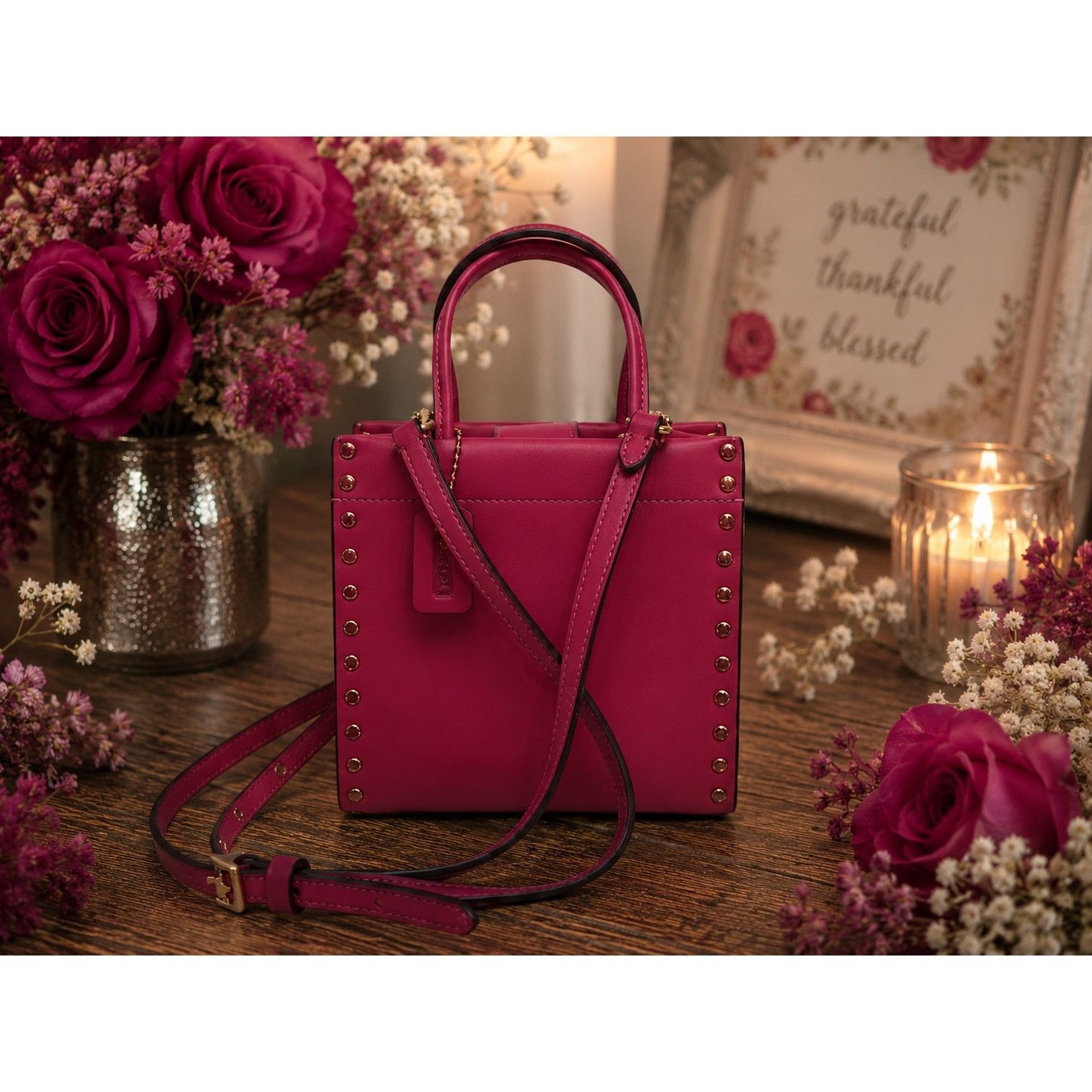 Coach Coach Cashin Mini Tote Crystal Rivet Hyacinth Pink Size ONE SIZE - 1 Thumbnail