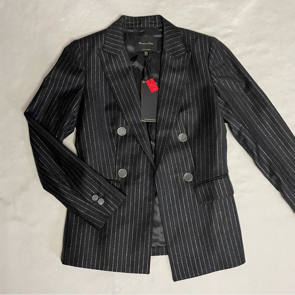 Massimo Dutti NWT New Massimo Dutti Wool Pinstripe Black Blazer Size 4 Size S / US 4 / IT 40 - 5 Thumbnail