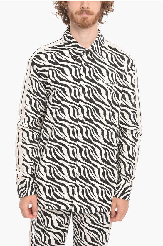Palm Angels o1y0325 Logo Patterned Shirt in Black/White Size US S / EU 44-46 / 1 - 1 Thumbnail