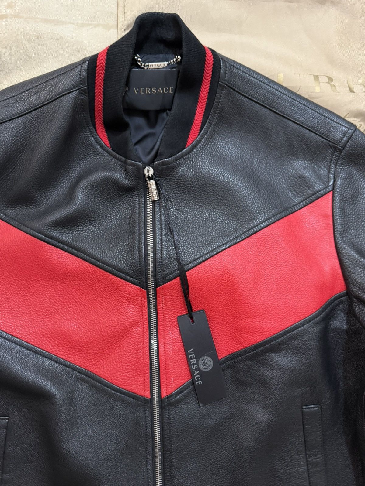 Versace Versace Calf Leather Colorblock Pattern Jacket size 48 $6500 Size US M / EU 48-50 / 2 - 3 Thumbnail