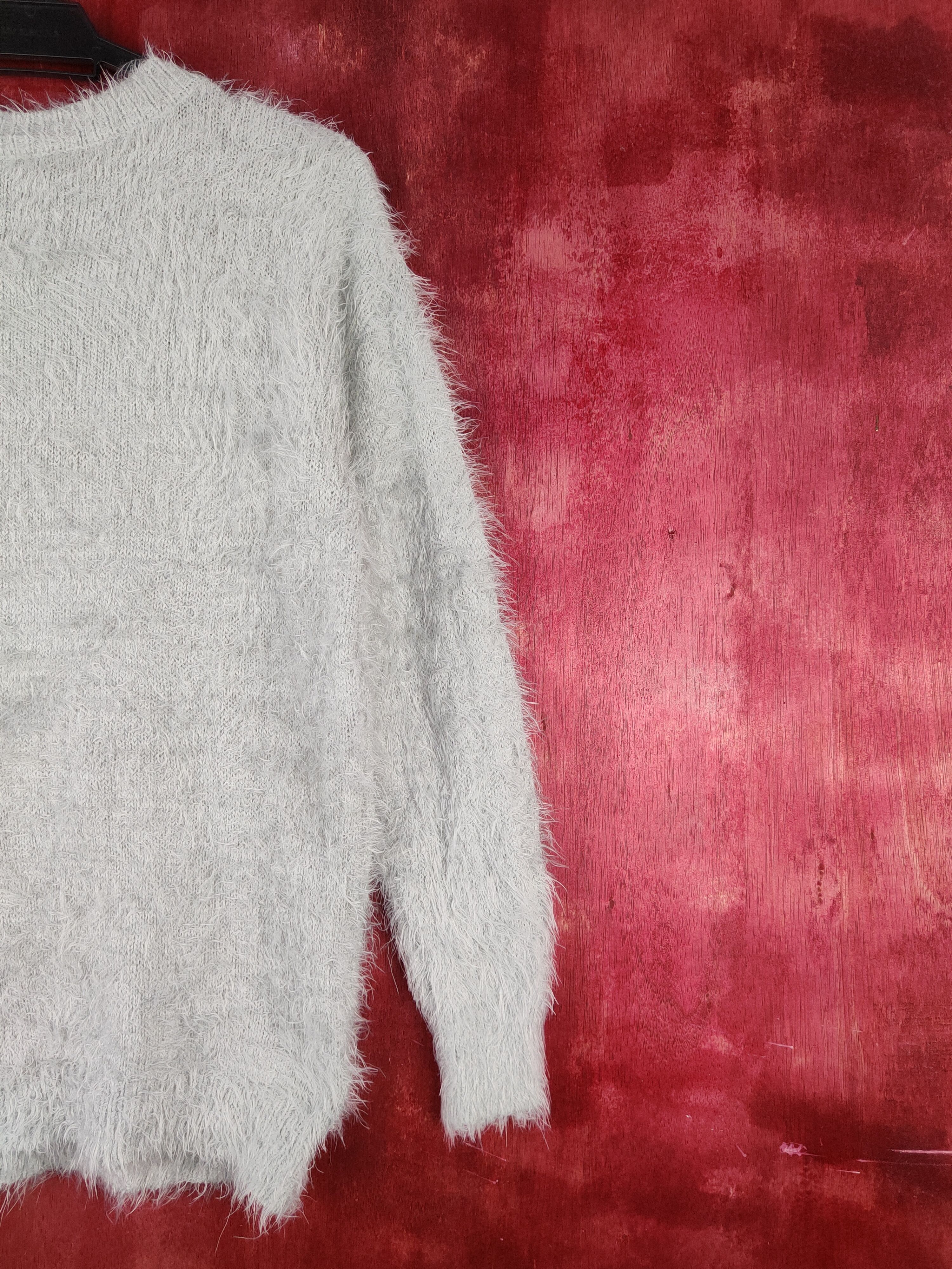 Aran Isles Knitwear Shoo La Rue Gray Shag Shaggy Fur Mohair Knitwear #S2063 Size M / US 6-8 / IT 42-44 - 9 Thumbnail