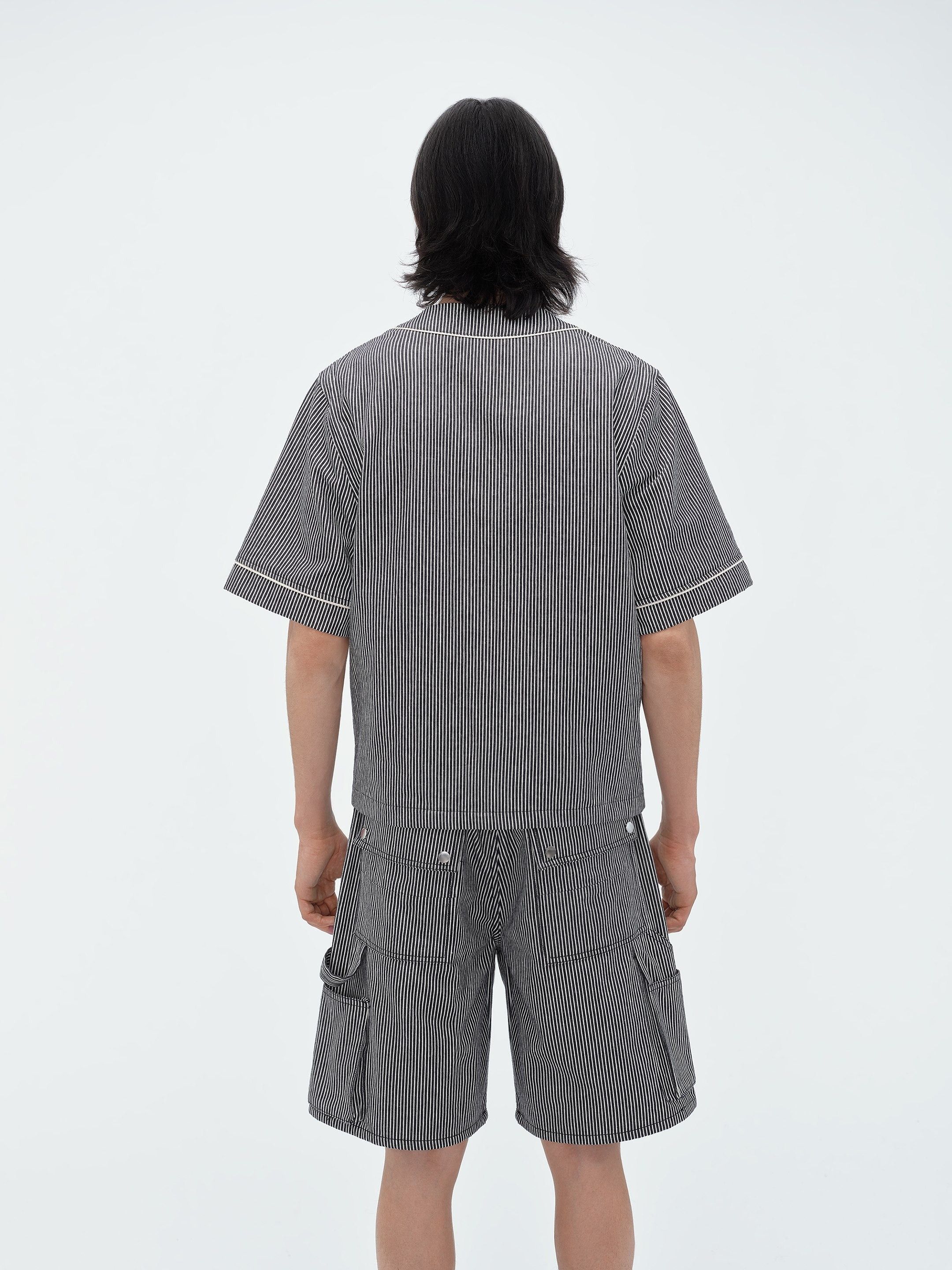 Amiri o1s1wg110425 Striped Denim Logo Applique Baseball Shirt Size US L / EU 52-54 / 3 - 5 Thumbnail