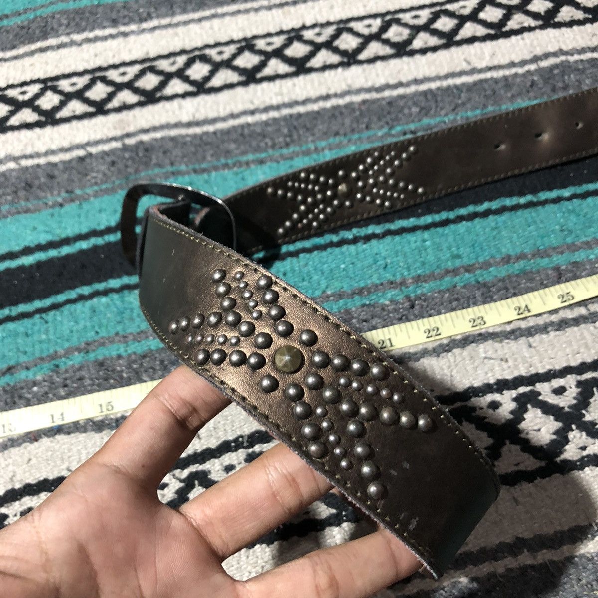 If Six Was Nine KMRII Style Studded Brown Belt Size 30 - 9 Thumbnail