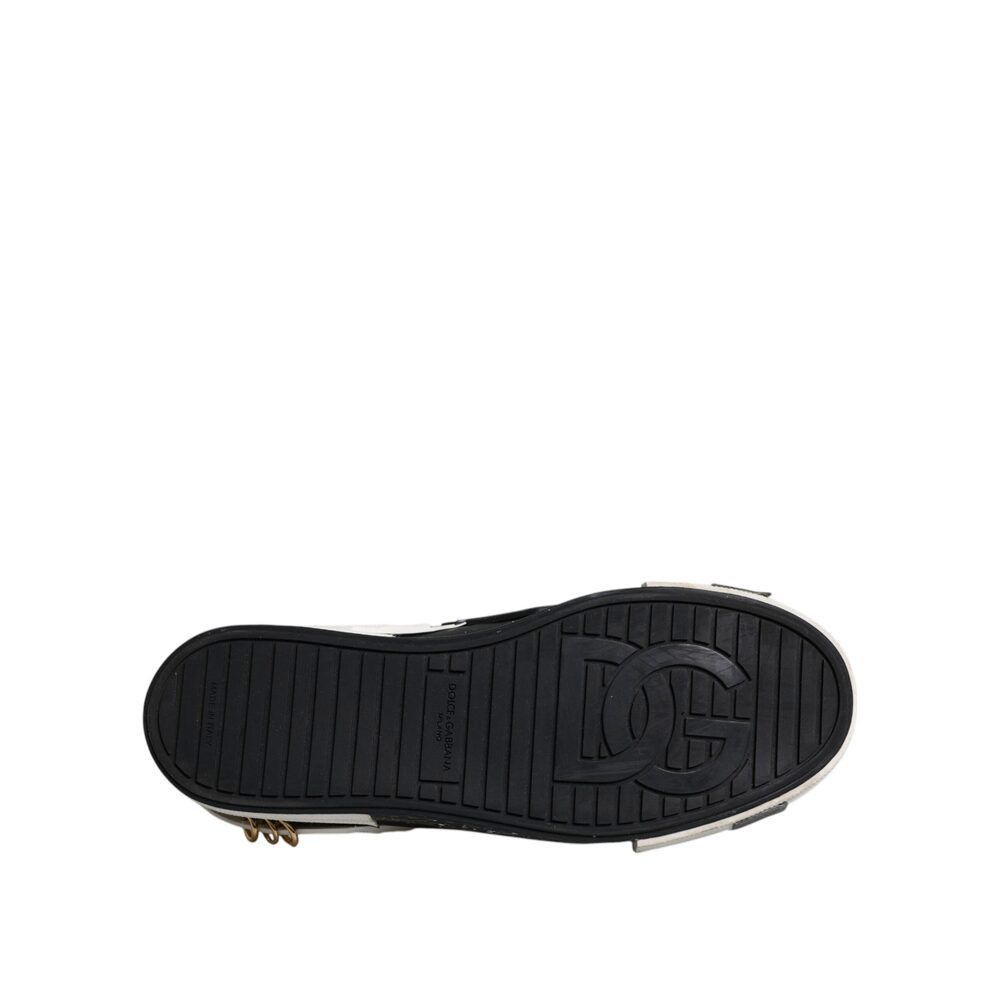Dolce & Gabbana Dolce & Gabbana Black White Portofino Low Top Sneakers Shoes Size US 11 / EU 44 - 8 Thumbnail