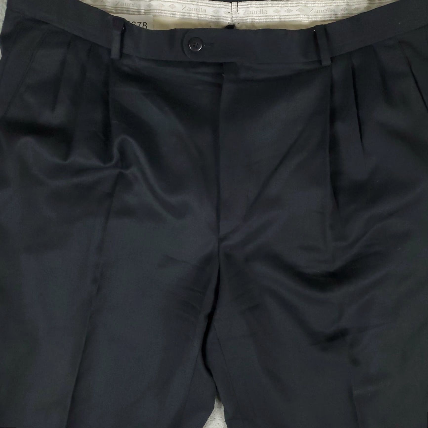 Zanella Zanella Dress Pants Mens 36x30 Black Pleated Trousers Regular Fit Size US 36 / EU 52 - 2 Thumbnail