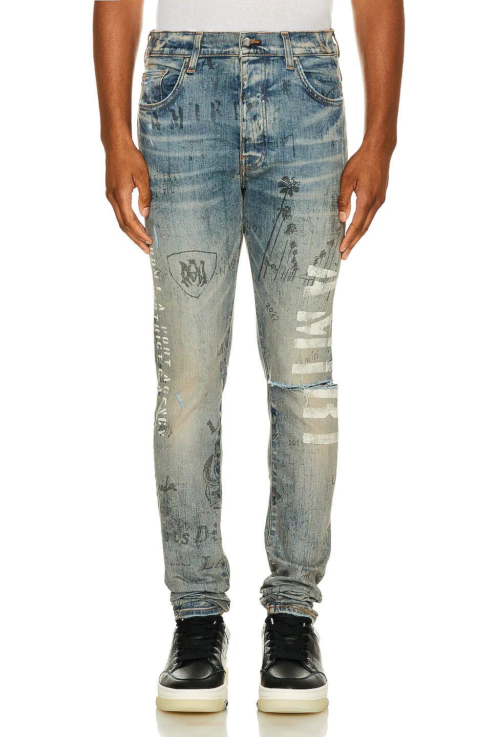 Amiri o1mle0426 Military Stencil Jeans in Clay Indigo Blue Size US 30 / EU 46 - 4 Thumbnail