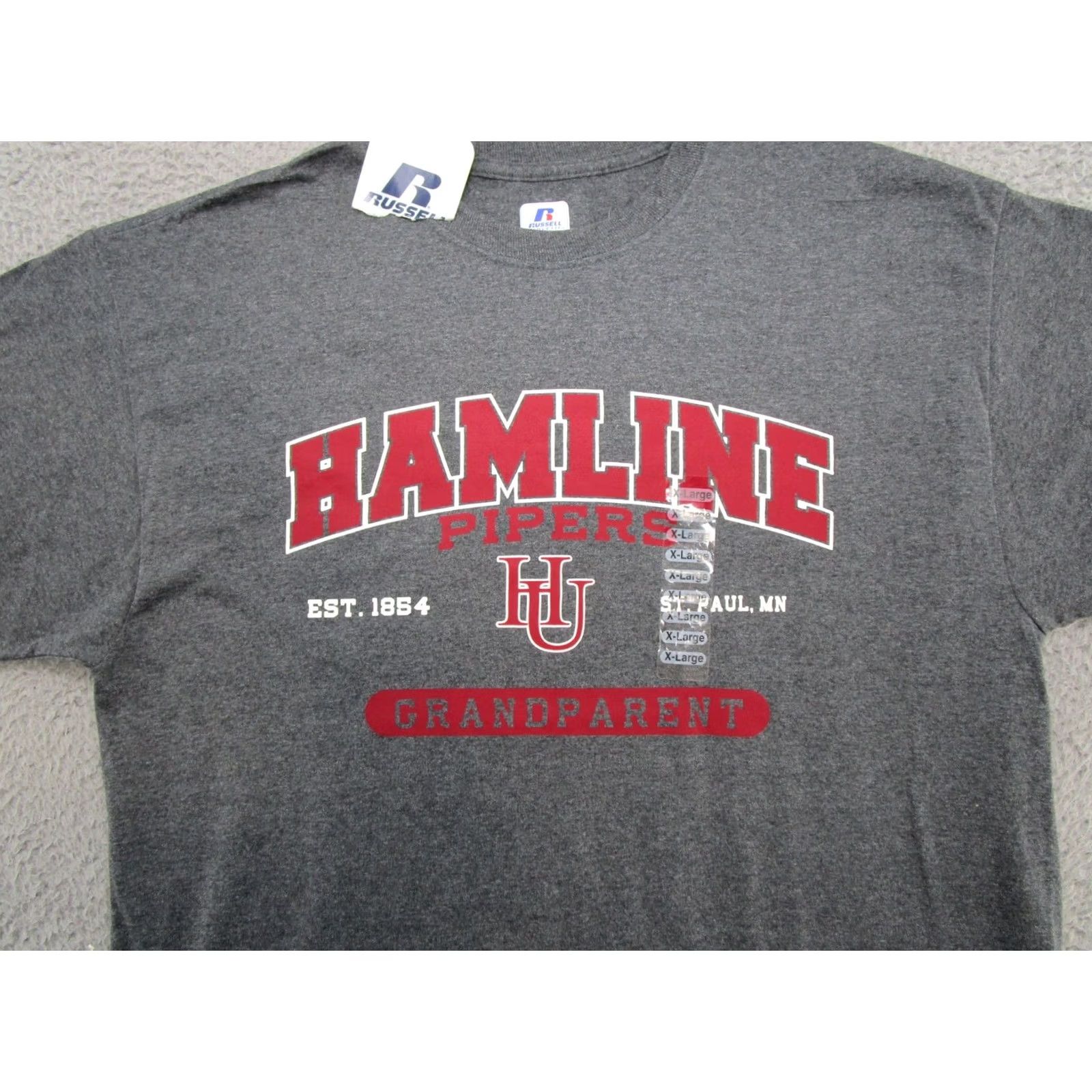 Russell Athletic VINTAGE Hamline University Grandparent Russell Athletic T-Shirt NCAA Adult XL NEW Gray University Russell Athletic T-Shirt Mens XL New Size US XL / EU 56 / 4 - 2 Thumbnail