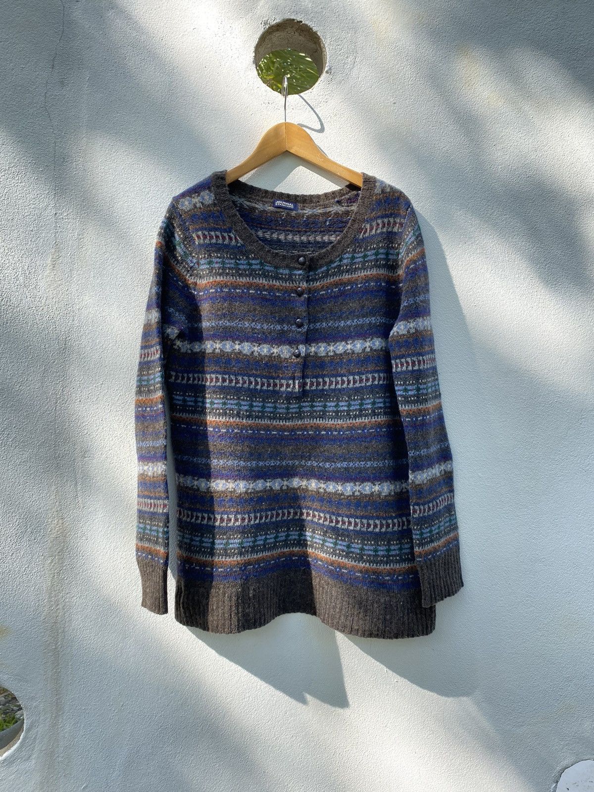 Journal Standard JOURNAL STANDARD Blue-Brown Fair Isle Wool Cardigan Size M / US 6-8 / IT 42-44 - 1 Thumbnail
