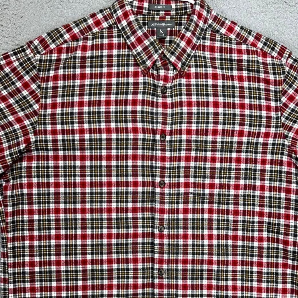 Eddie Bauer VINTAGE Eddie Bauer Shirt Mens Large Tall Red Plaid Flannel Button-Down Relaxed Fit Cotton Breathable Button Up Size US L / EU 52-54 / 3 - 2 Thumbnail
