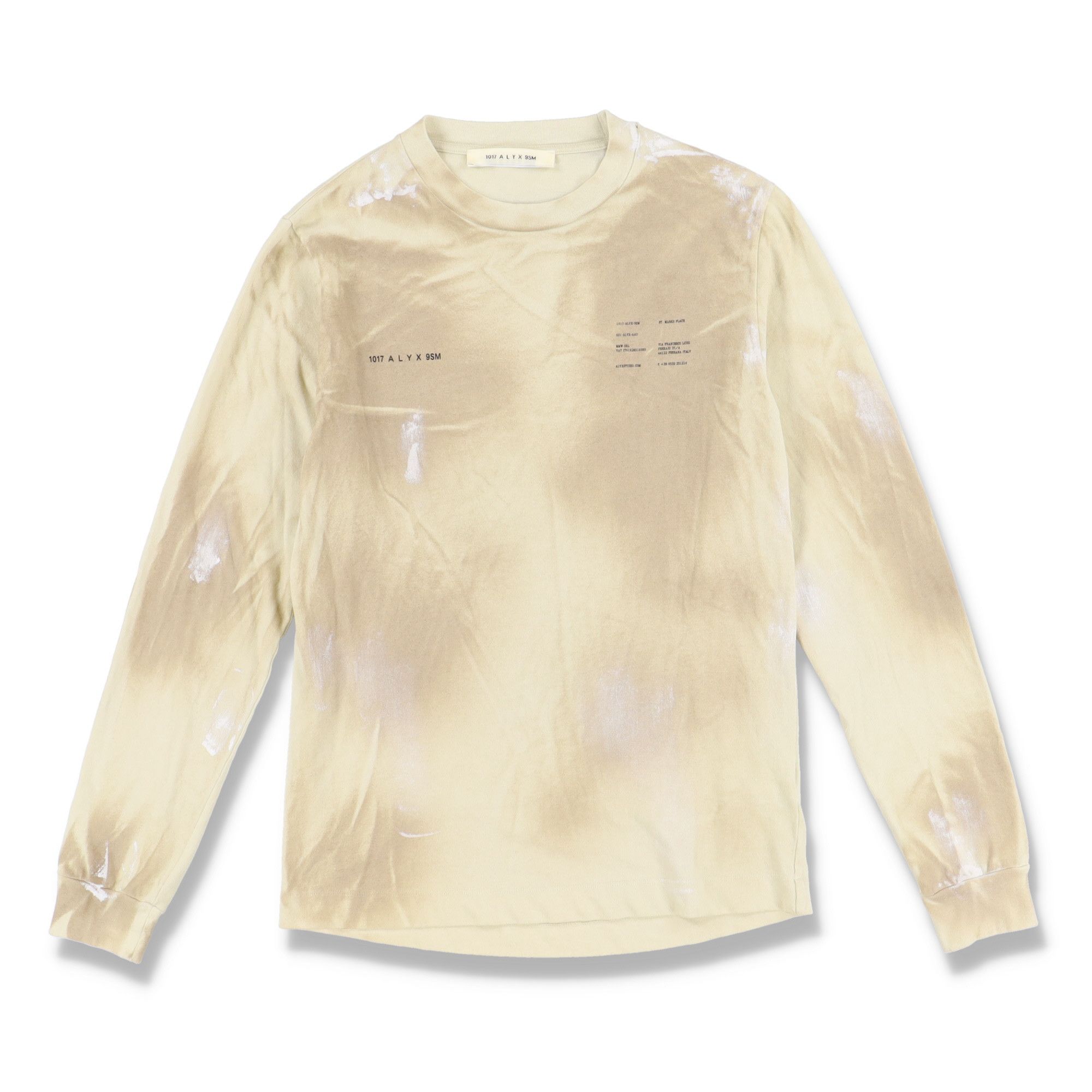 1017 ALYX 9SM Beige Tie Dye Double Logo Long Sleeve T-Shirt Size US S / EU 44-46 / 1 - 1 Thumbnail