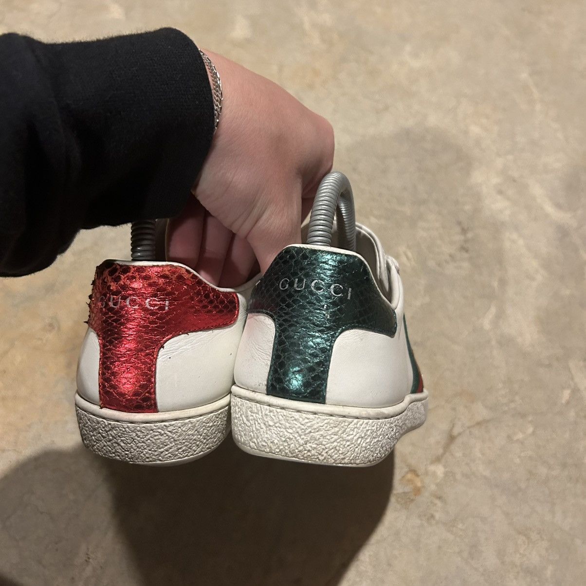 Designer × Gucci Gucci Ace Web Stripe Embroidered Bee Leather Shoes US 5 Size US 5 / EU 37 - 6 Thumbnail