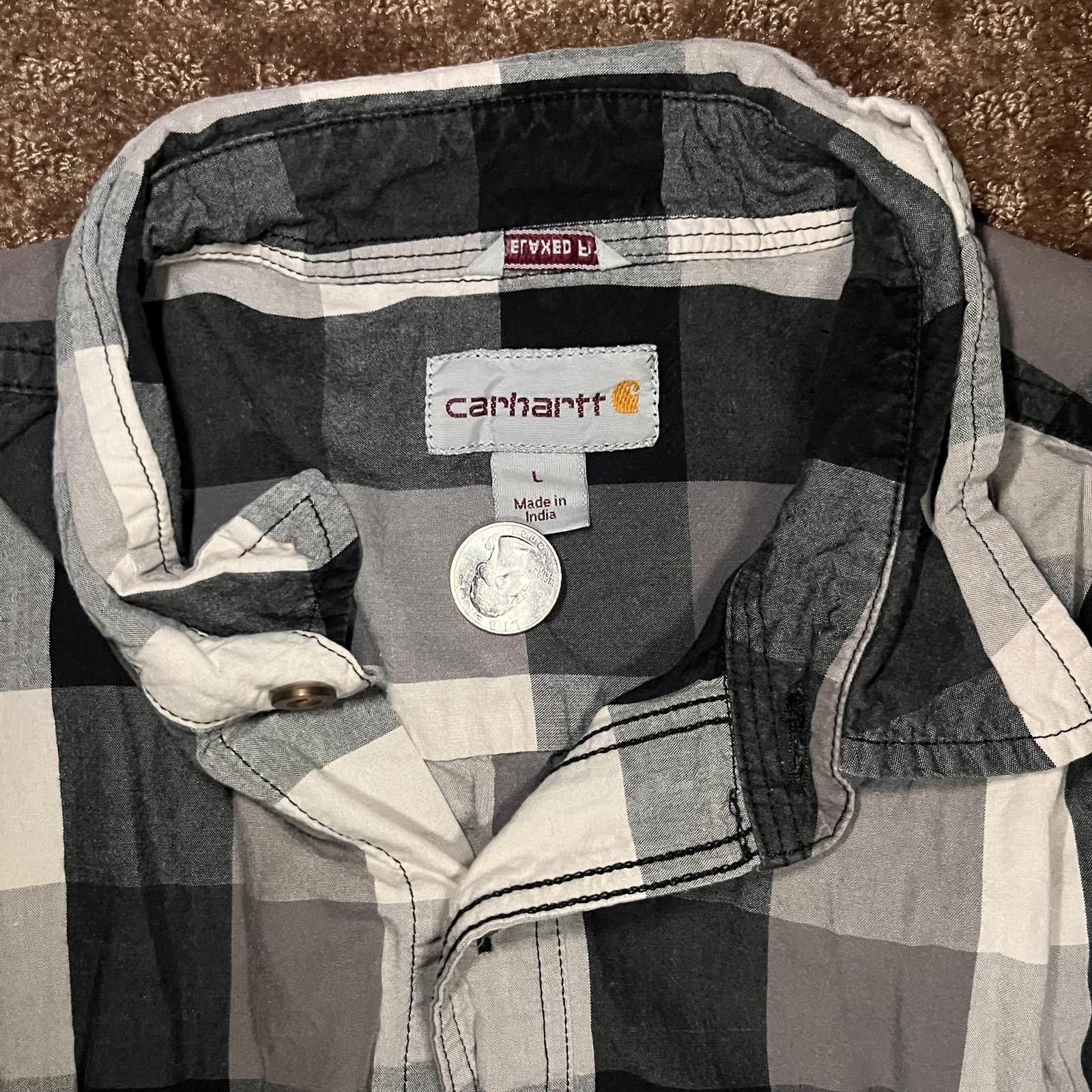 Carhartt ⚫ Carhartt 🪵 Buffalo Plaid Short-Sleeve Button-Up – L Size US L / EU 52-54 / 3 - 4 Thumbnail