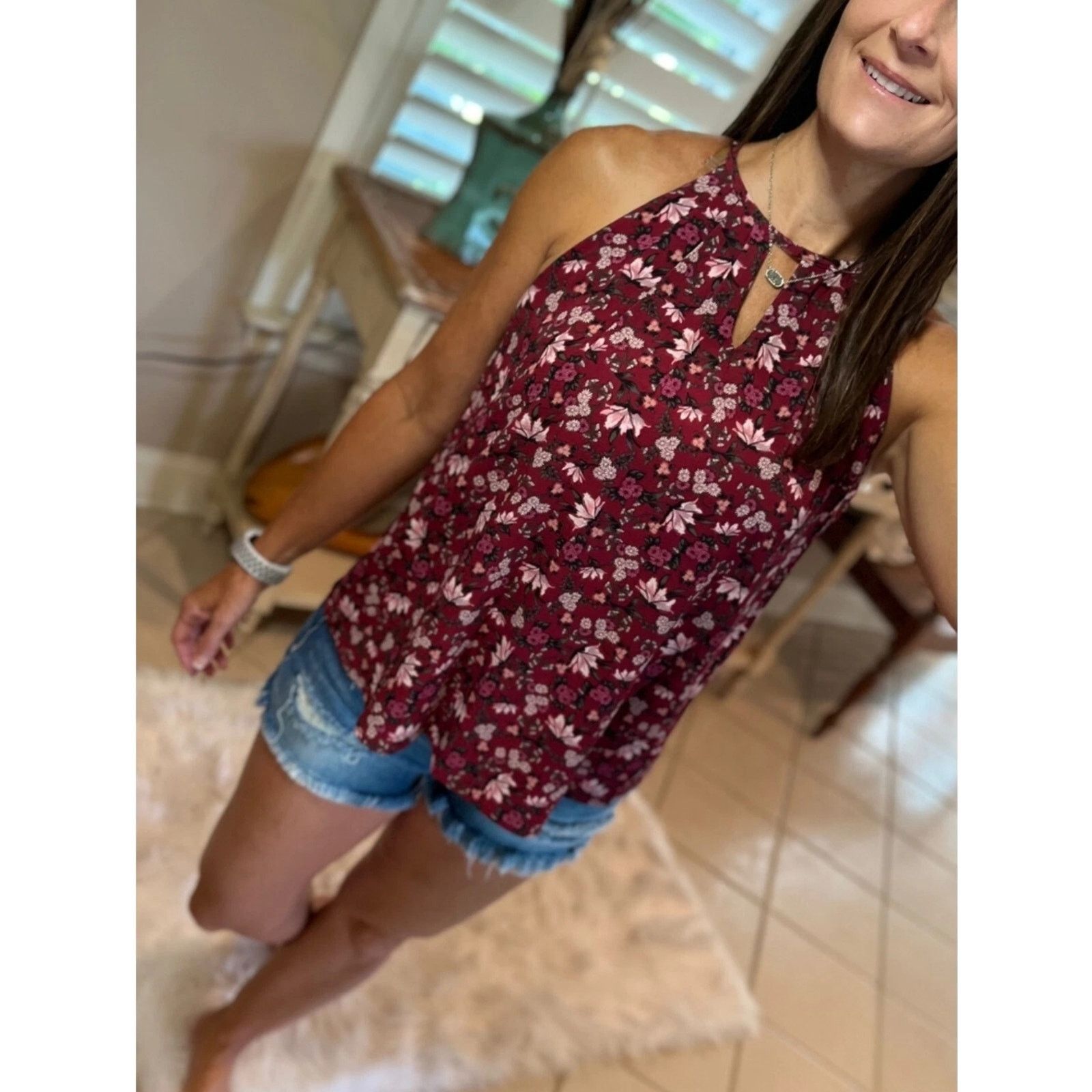 Buckle Black × Buckler Daytrip Red Floral Halter Tank Top Medium Size M / US 6-8 / IT 42-44 - 3 Thumbnail