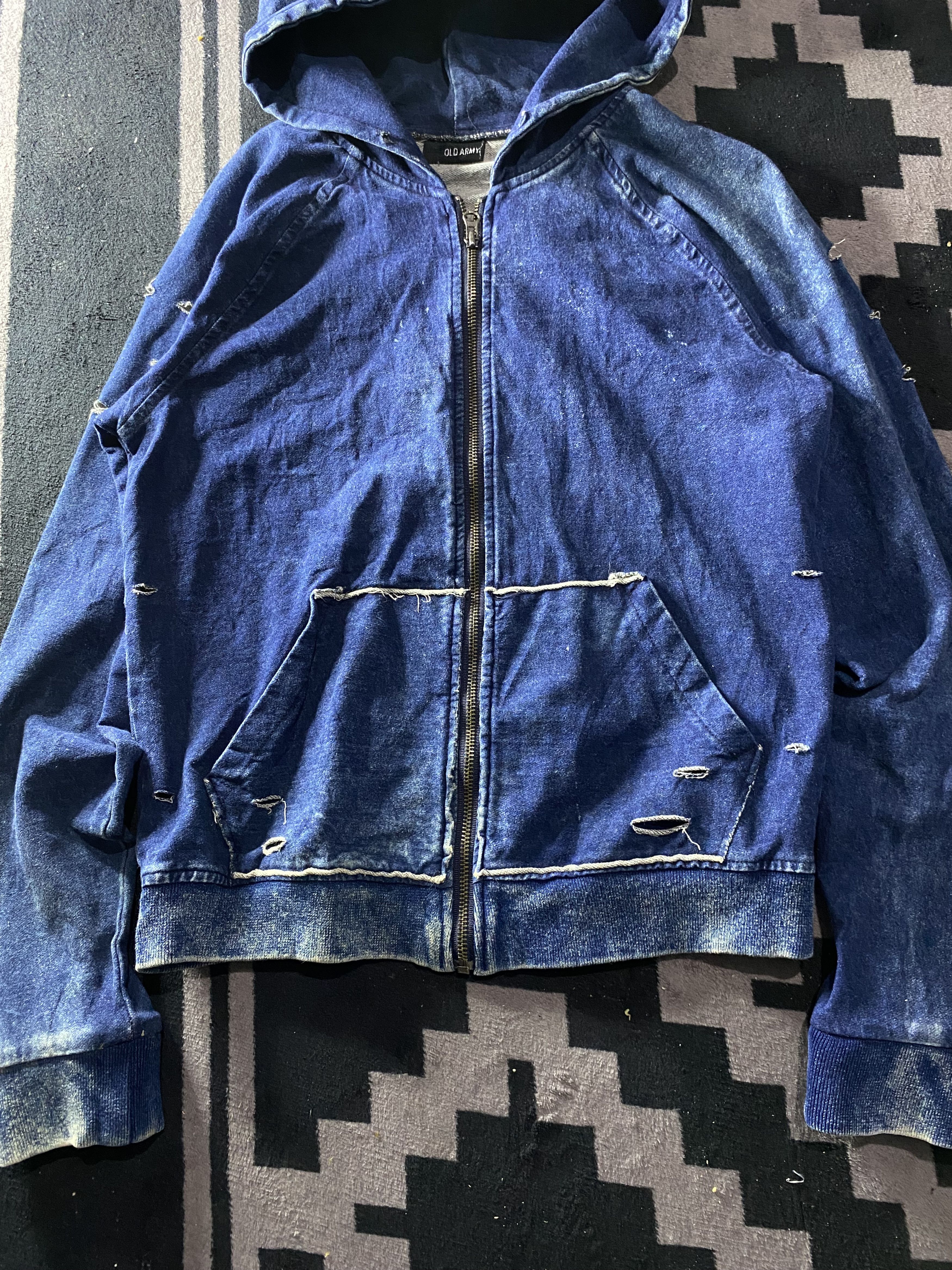 PPFM Vintage old army distressed washed denim zip hoodie Size US M / EU 48-50 / 2 - 2 Thumbnail