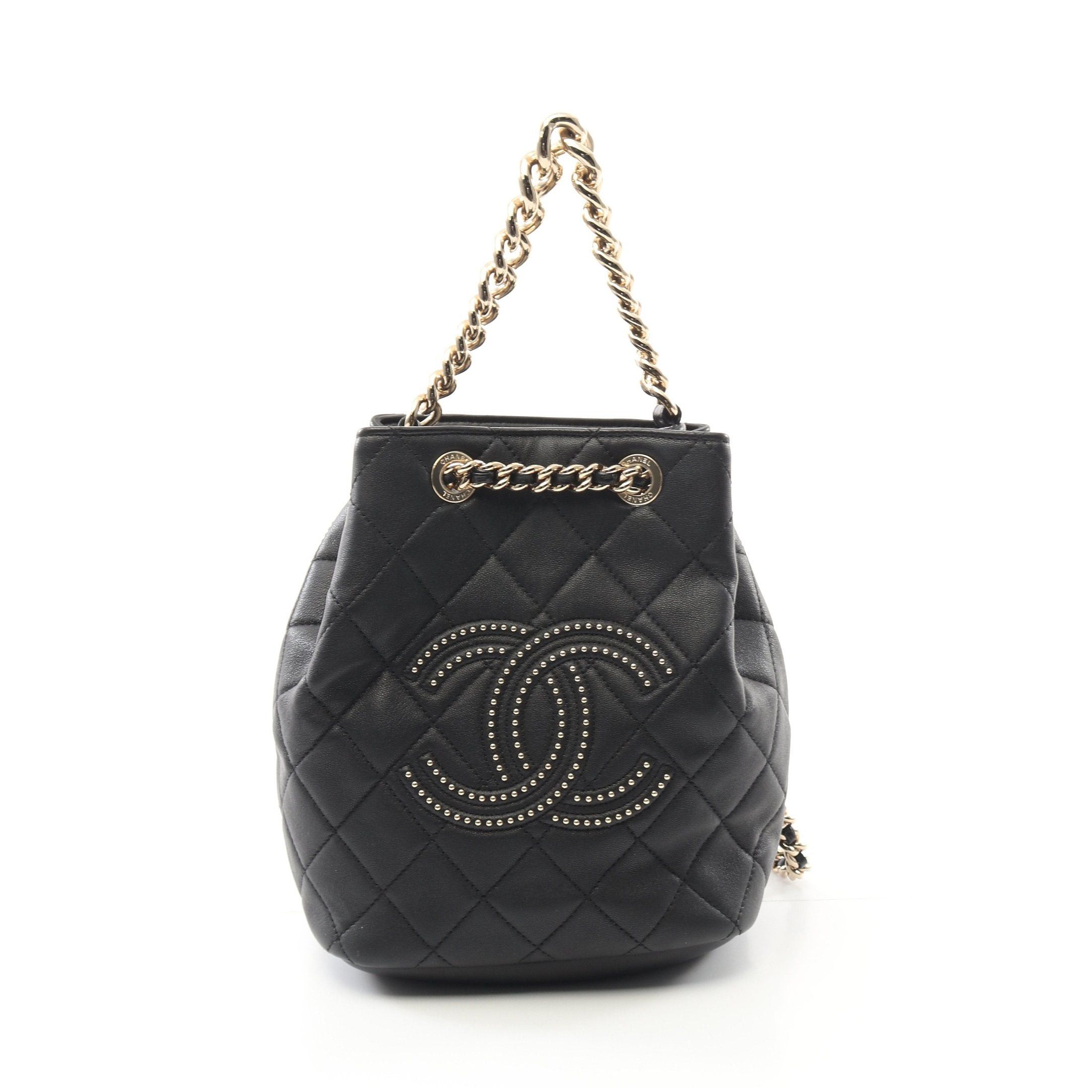 Chanel Chanel Matelasse Studs Coco Mark Backpack Rucksack Leather Black Gold Hardware Purse Size ONE SIZE - 1 Thumbnail