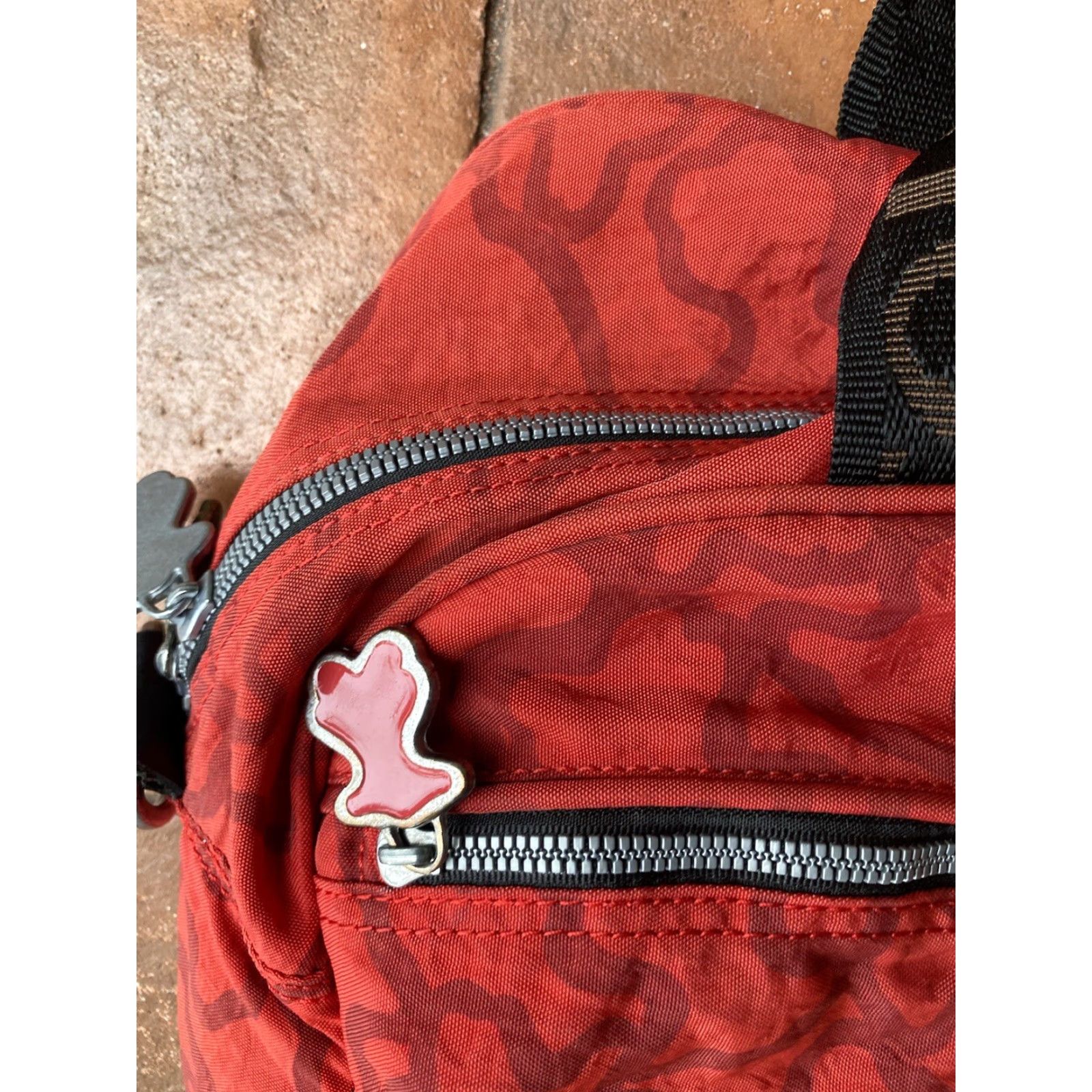 Vintage TOUS Signature Messenger Crossbody Hand Bag Red Nylon Zip Large Nylon Exterior Brand: Tous Crossbody Bag Women Adjustable Strap Size ONE SIZE - 3 Thumbnail