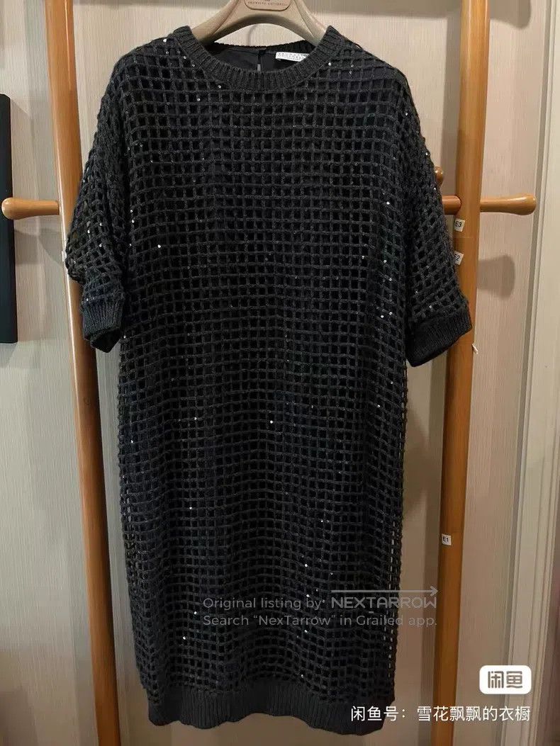 Brunello Cucinelli Sequined openwork cashmere dress