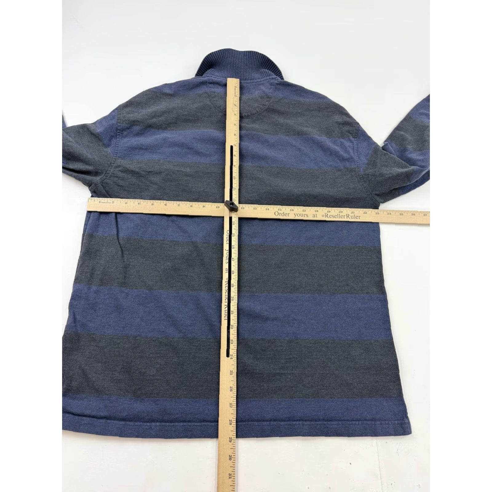 Roundtree & Yorke VINTAGE Roundtree & Yorke Rugby Shirt Mens Large Blue Striped Sueded Cotton Polo Long Sleeve Casual Jersey Size US L / EU 52-54 / 3 - 6 Thumbnail