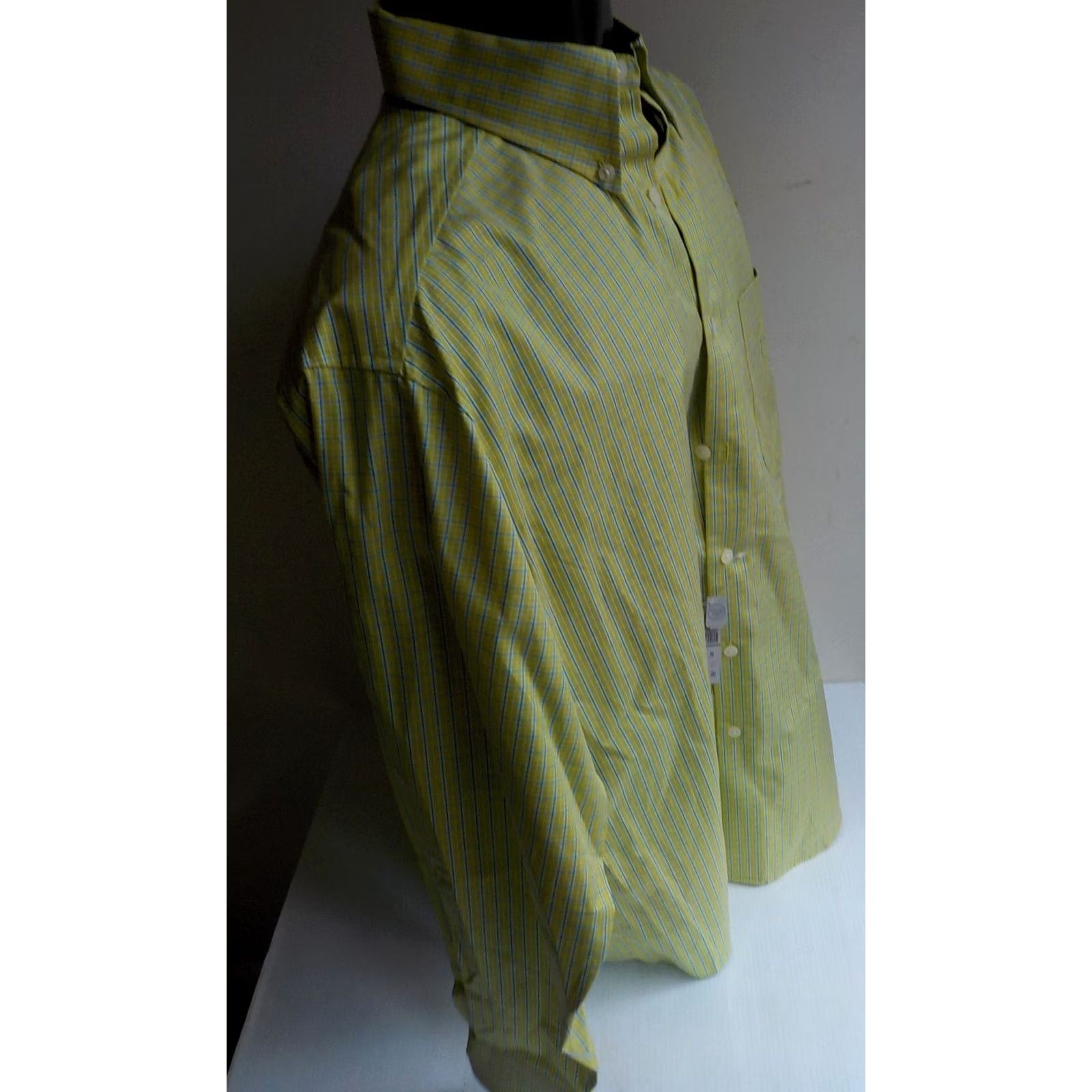 Talbots VINTAGE TALBOTS Mens Long Sleeve Button Down Plaid Shirt Lime Turquoise White Cotton M NWT Size US M / EU 48-50 / 2 - 4 Thumbnail