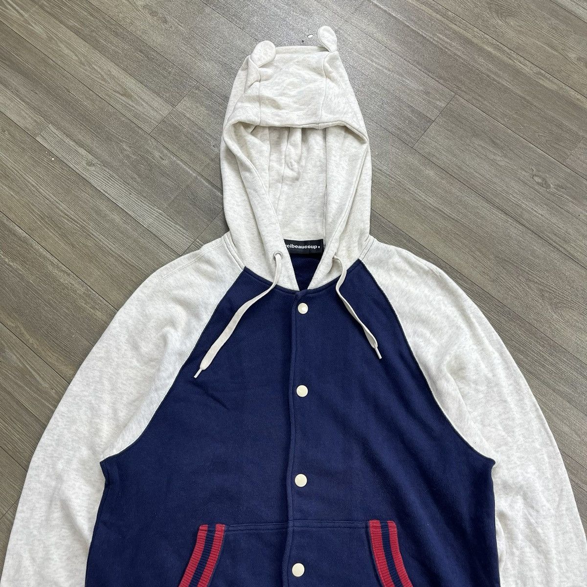 mercibeaucoup Vintage Mercibeaucoup Issey Miyake Panda Ear Varsity Hooded Size US M / EU 48-50 / 2 - 2 Thumbnail