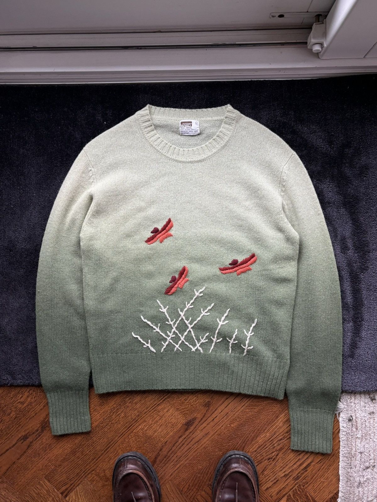 Sears × Vintage 70s Embroidered Vintage Wool Sweater Gradient Knit Pullover Size US M / EU 48-50 / 2 - 2 Thumbnail