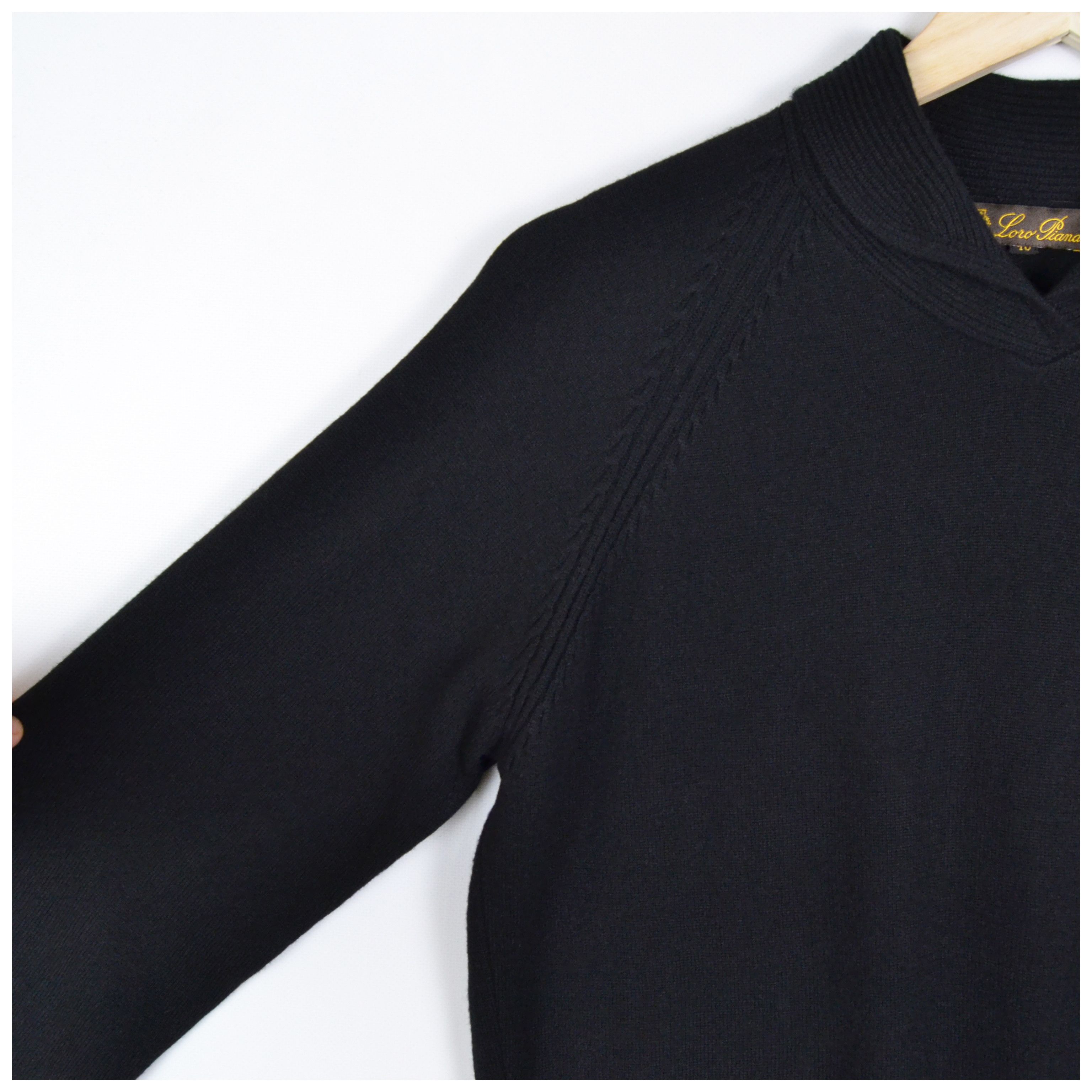 Loro Piana Vintage Loro Piana Black Cashmere Shawl Collar Sweater Size XL / US 12-14 / IT 48-50 - 4 Thumbnail