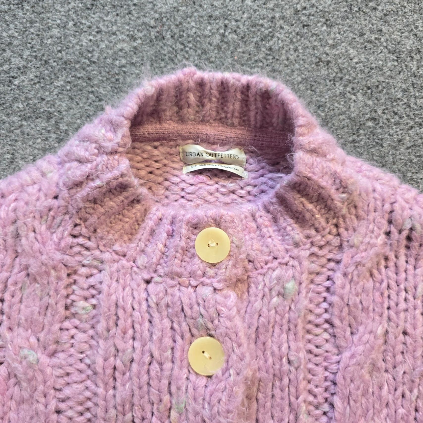 Urban Outfitters Urban Outfitters Sweater Cardigan Womens Size S Pink Purple Chunky Knit Round Neck Long Sleeve Crop Grandma Vintage No Size S / US 4 / IT 40 - 2 Thumbnail