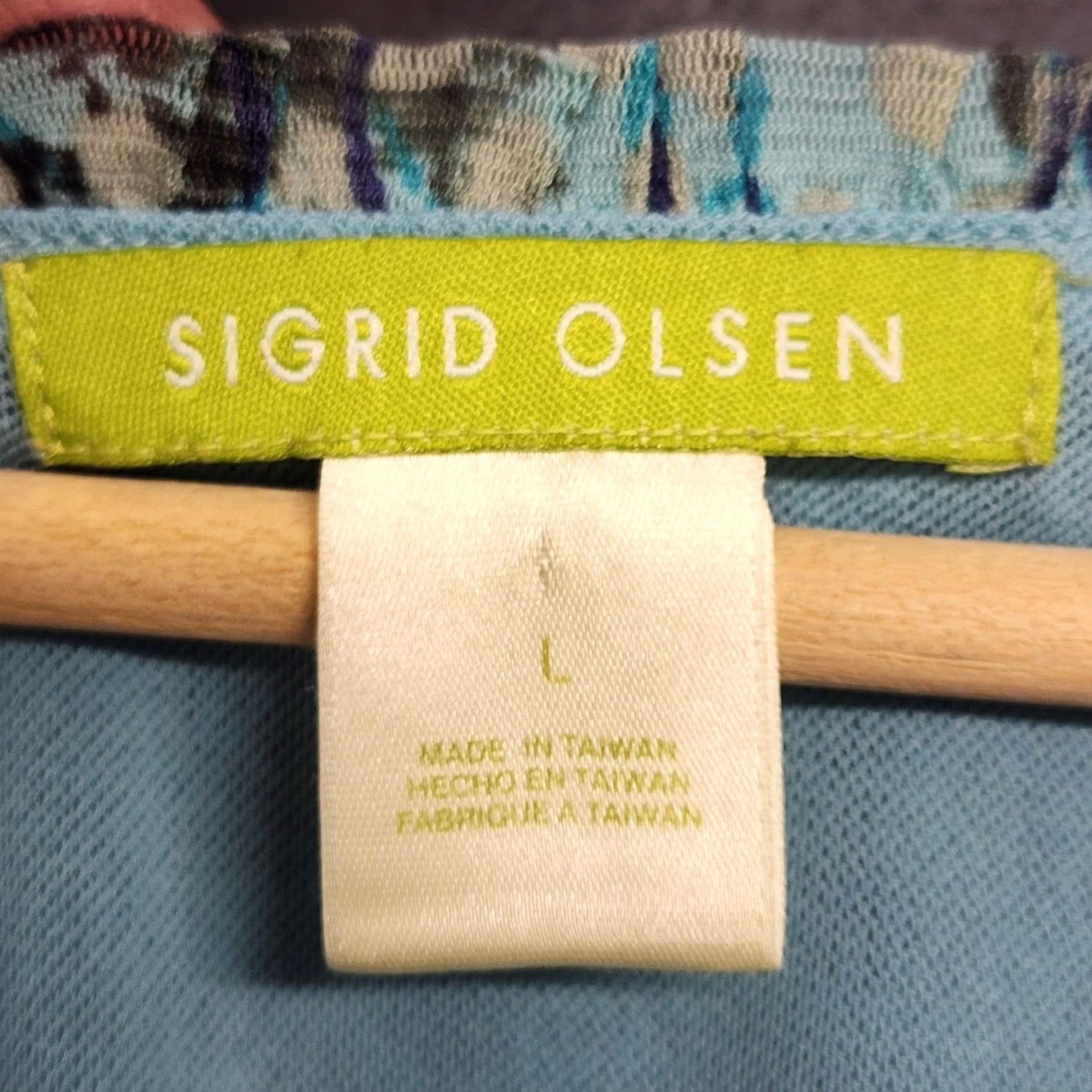Vintage Sigrid Olsen Top Womens Large Blue Geometric Print Stretch Blouse L Womens Blu e Green Geometric Print Stretch Ş Size L / US 10 / IT 46 - 3 Thumbnail