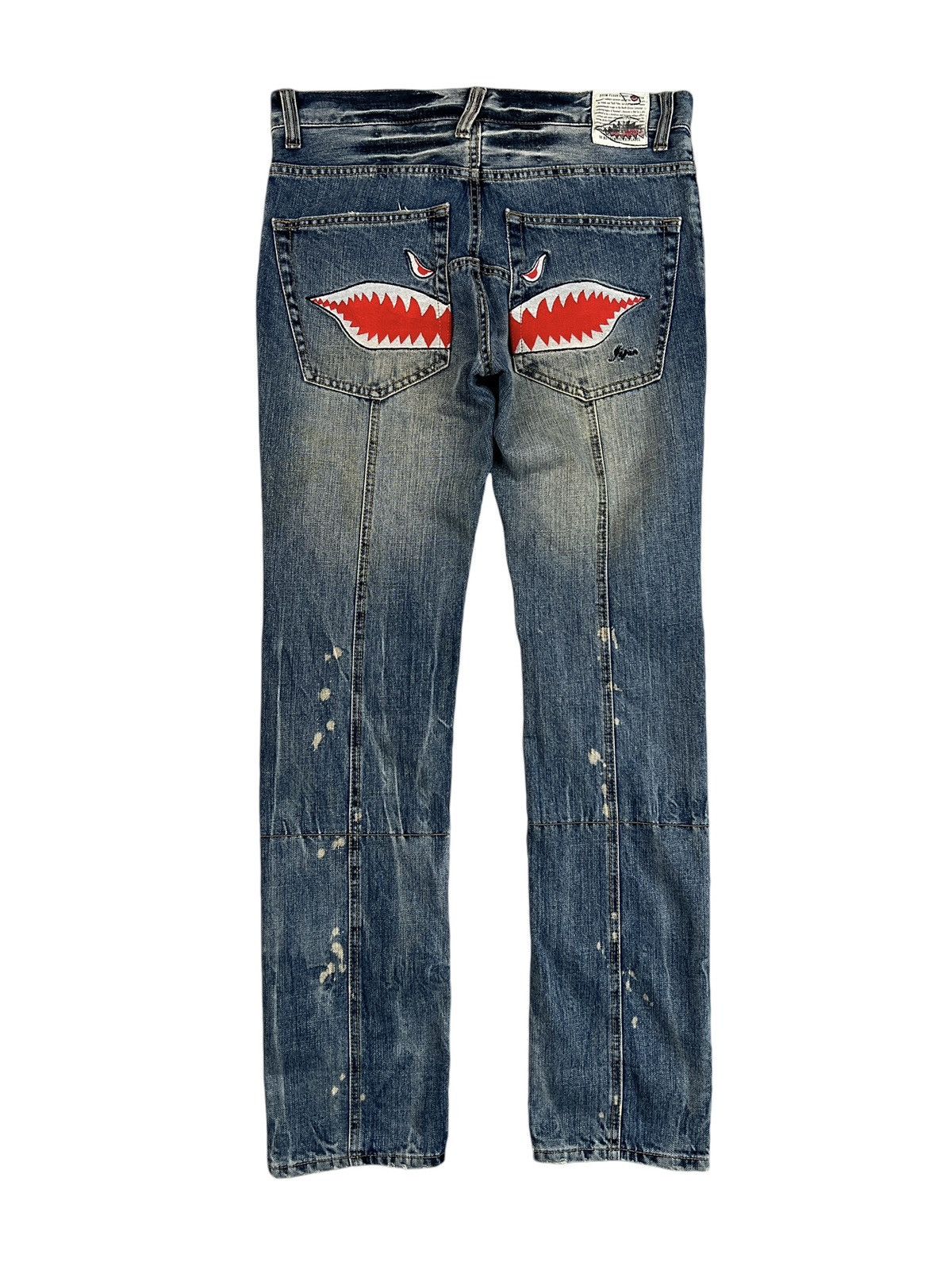 Japanese Brand × PPFM PPFM Shark Embroidery Distressed Jeans Size US 34 / EU 50 - 3 Thumbnail