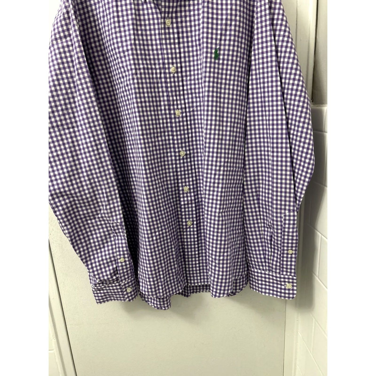 Ralph Lauren VINTAGE Ralph Lauren Shirt Mens Large Purple Plaid Oxford Button Down Green Pony L/S Size US L / EU 52-54 / 3 - 3 Thumbnail