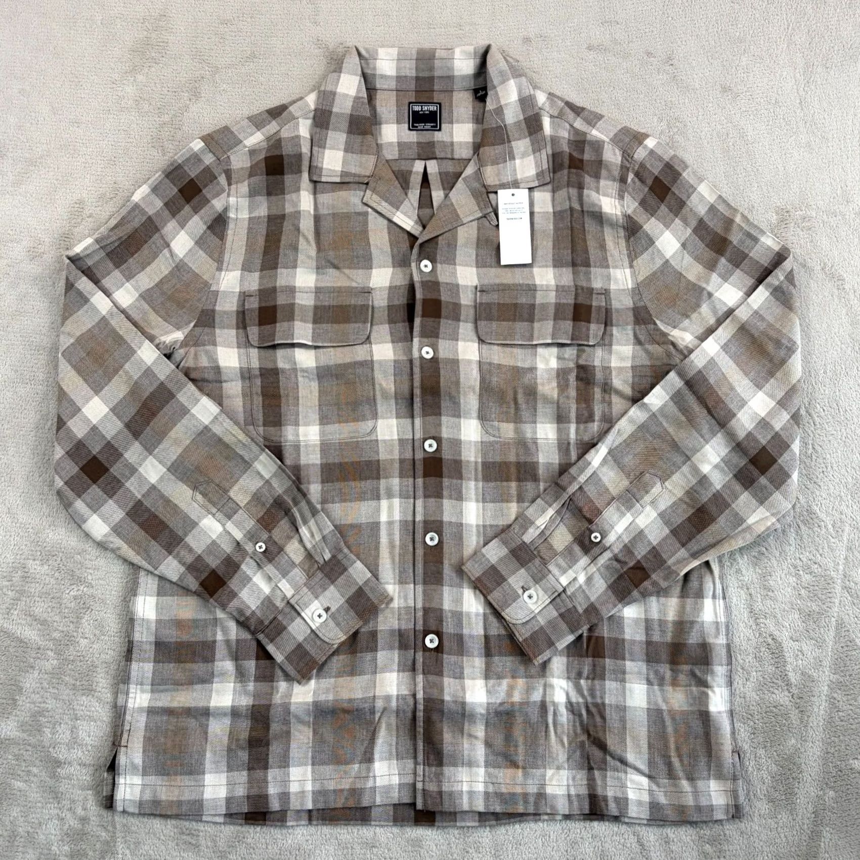 Todd Snyder Todd Snyder Shirt Mens L Brown Rayon Plaid Field Baja Dunes Men Classic Fit NWT Size US L / EU 52-54 / 3 - 5 Thumbnail